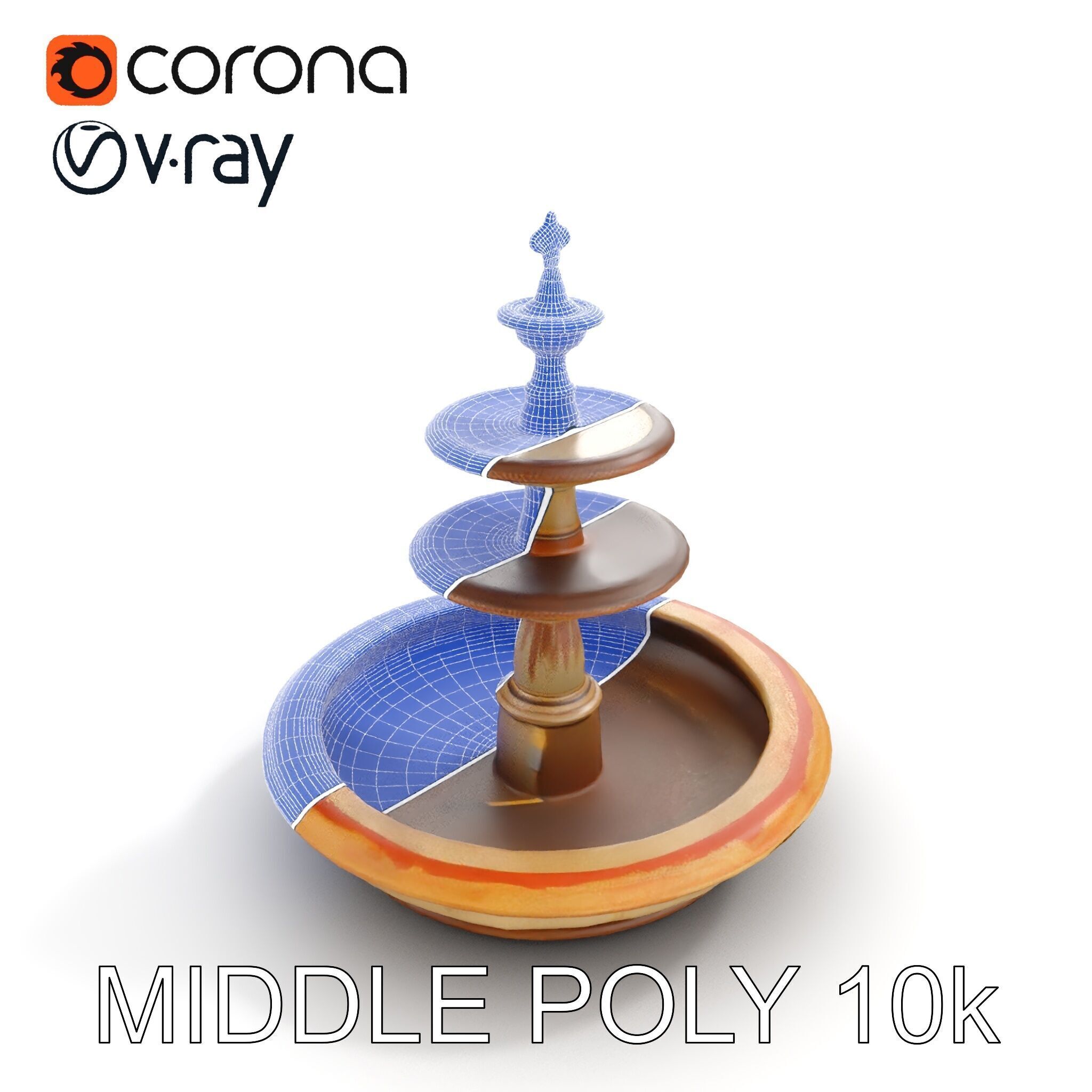 Elegant Tiered Fountain Model Pack Low-poly 3D model_22