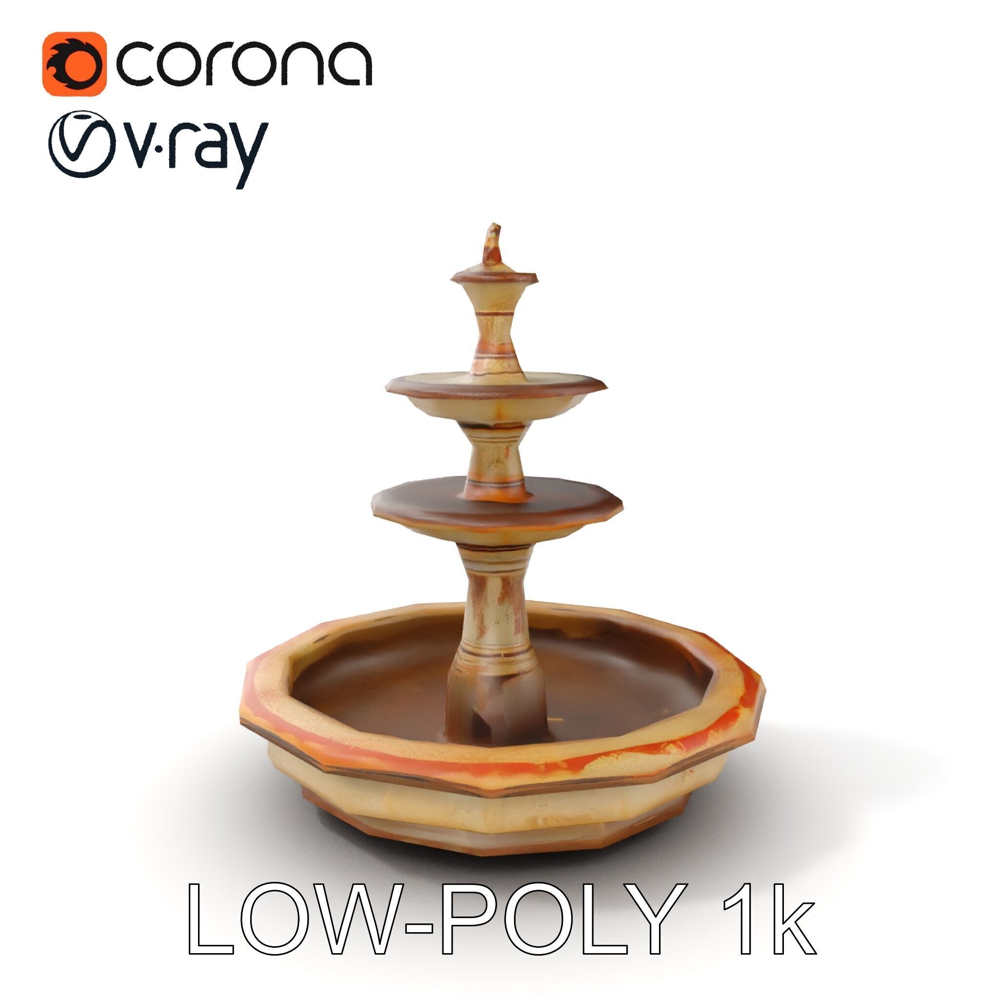Elegant Tiered Fountain Model Pack Low-poly 3D model_7