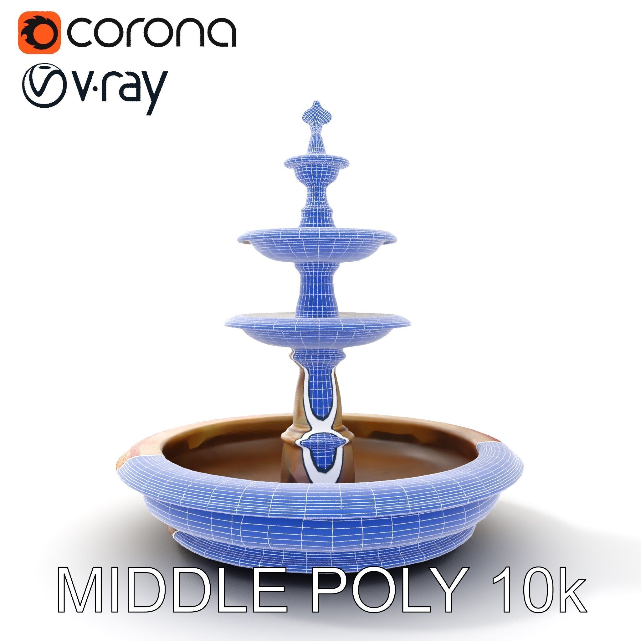 Elegant Tiered Fountain Model Pack Low-poly 3D model_25