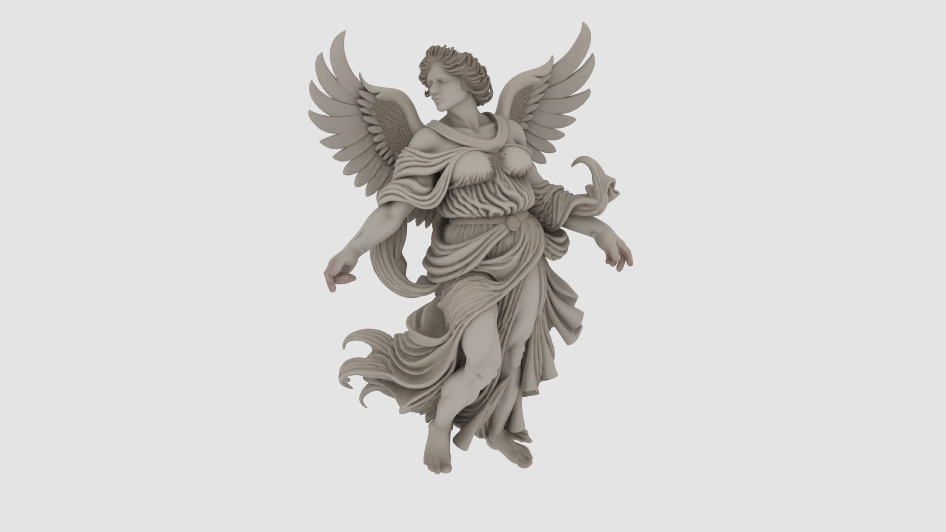 Stone Angel Sculpture 3D model_1