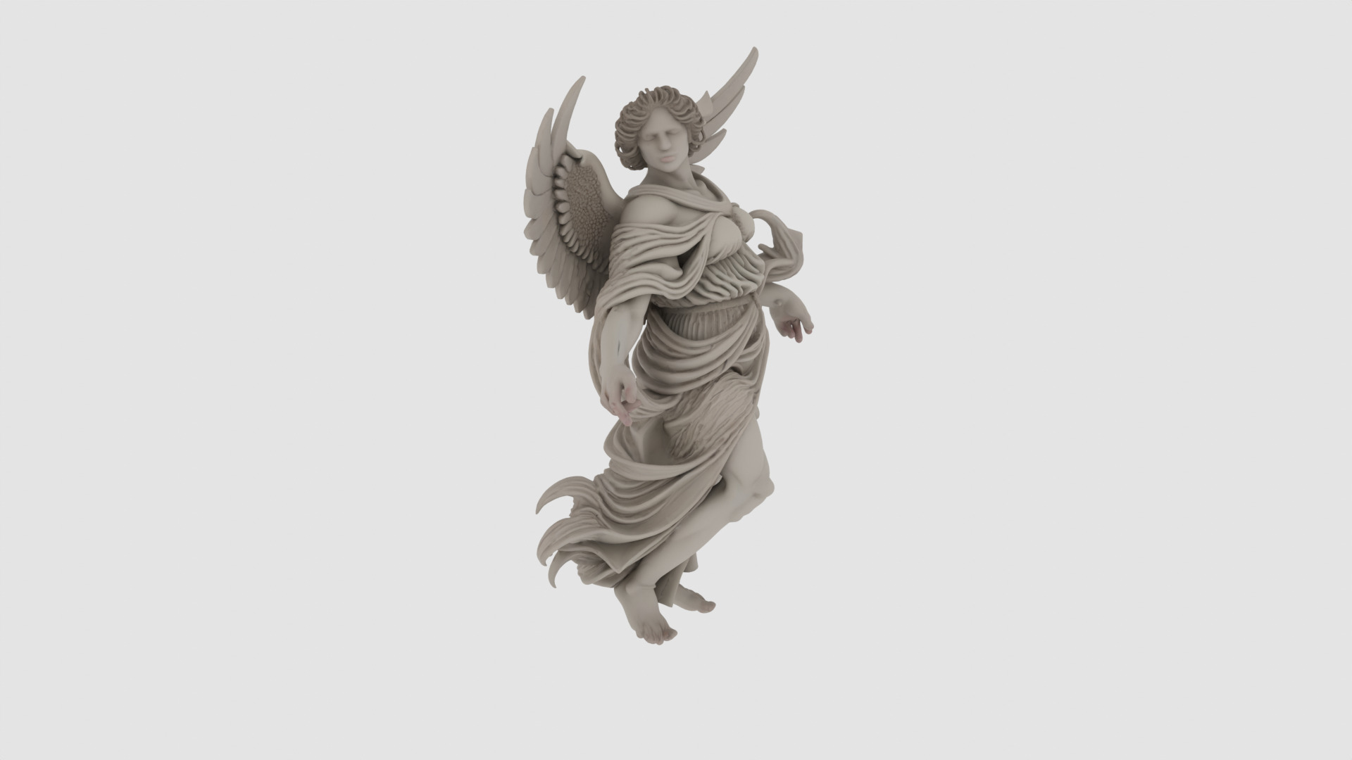 Stone Angel Sculpture 3D model_3