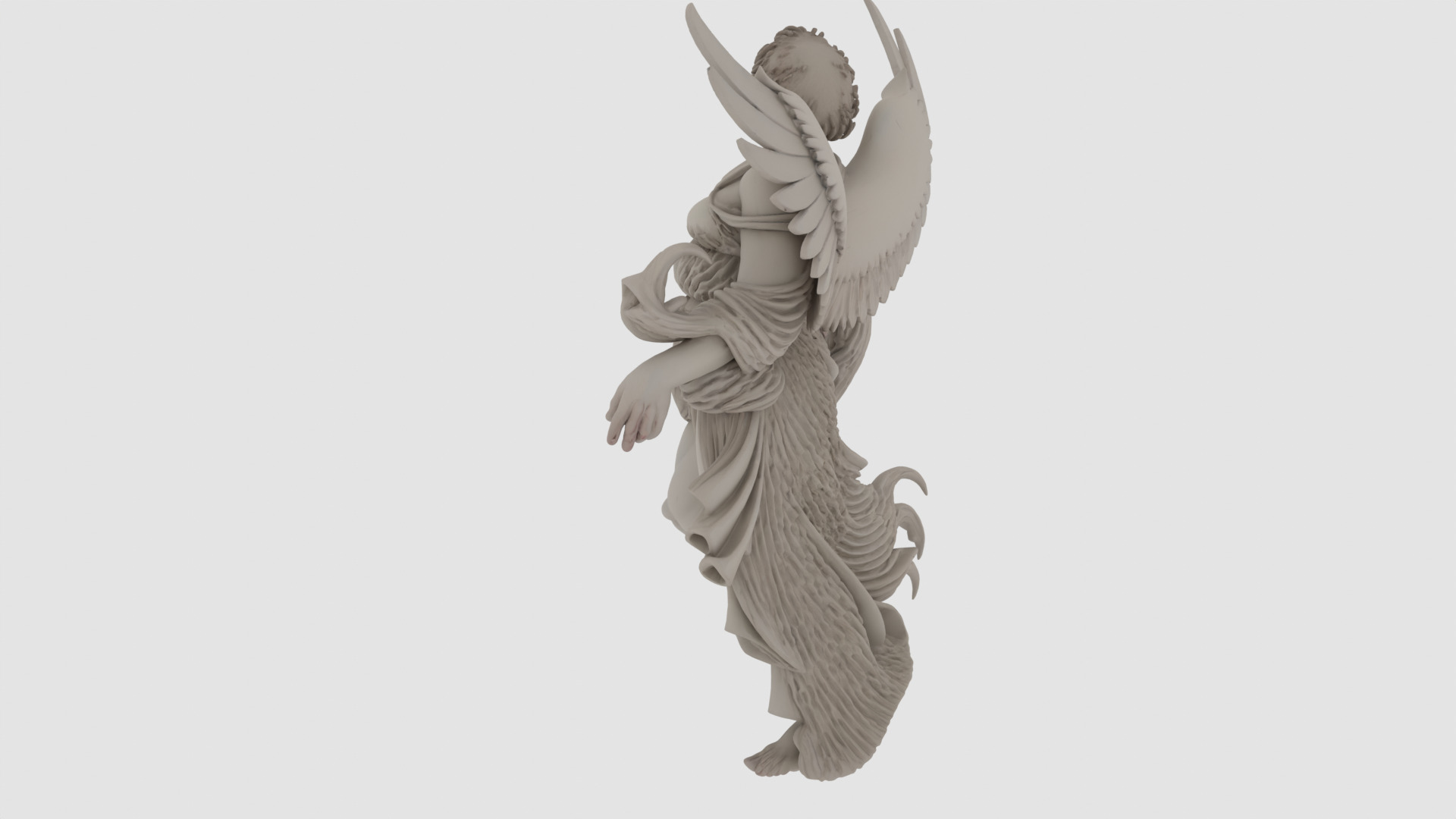 Stone Angel Sculpture 3D model_6