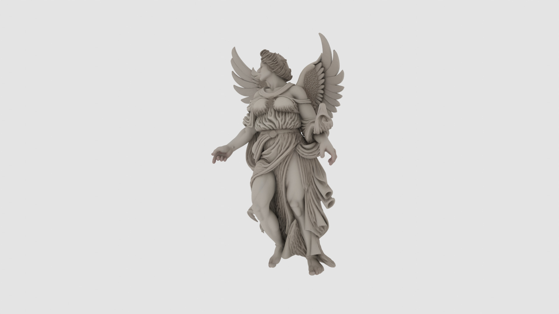 Stone Angel Sculpture 3D model_2