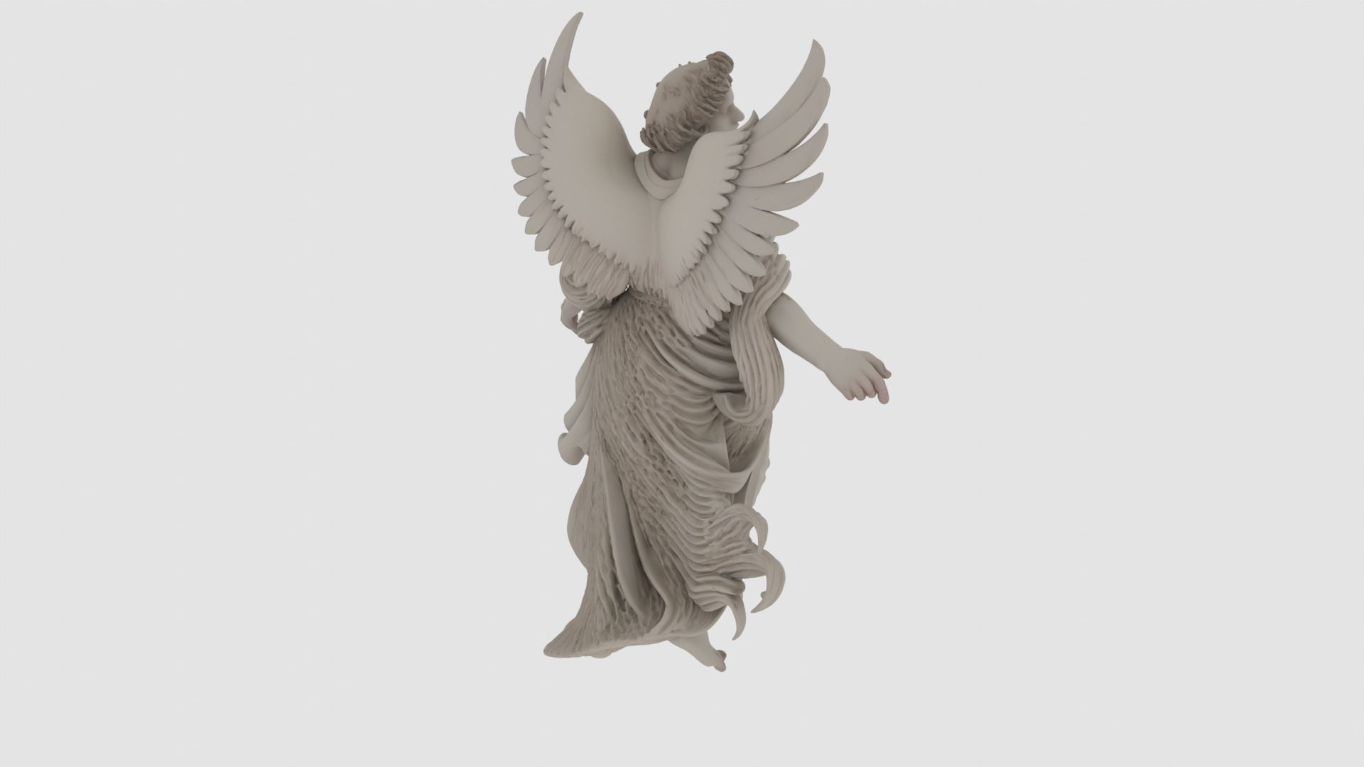 Stone Angel Sculpture 3D model_4