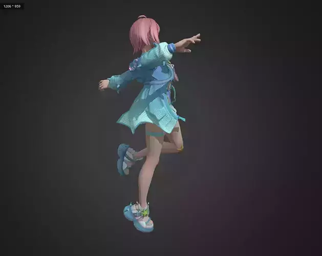 Girls of Snmmer Low-poly 3D model