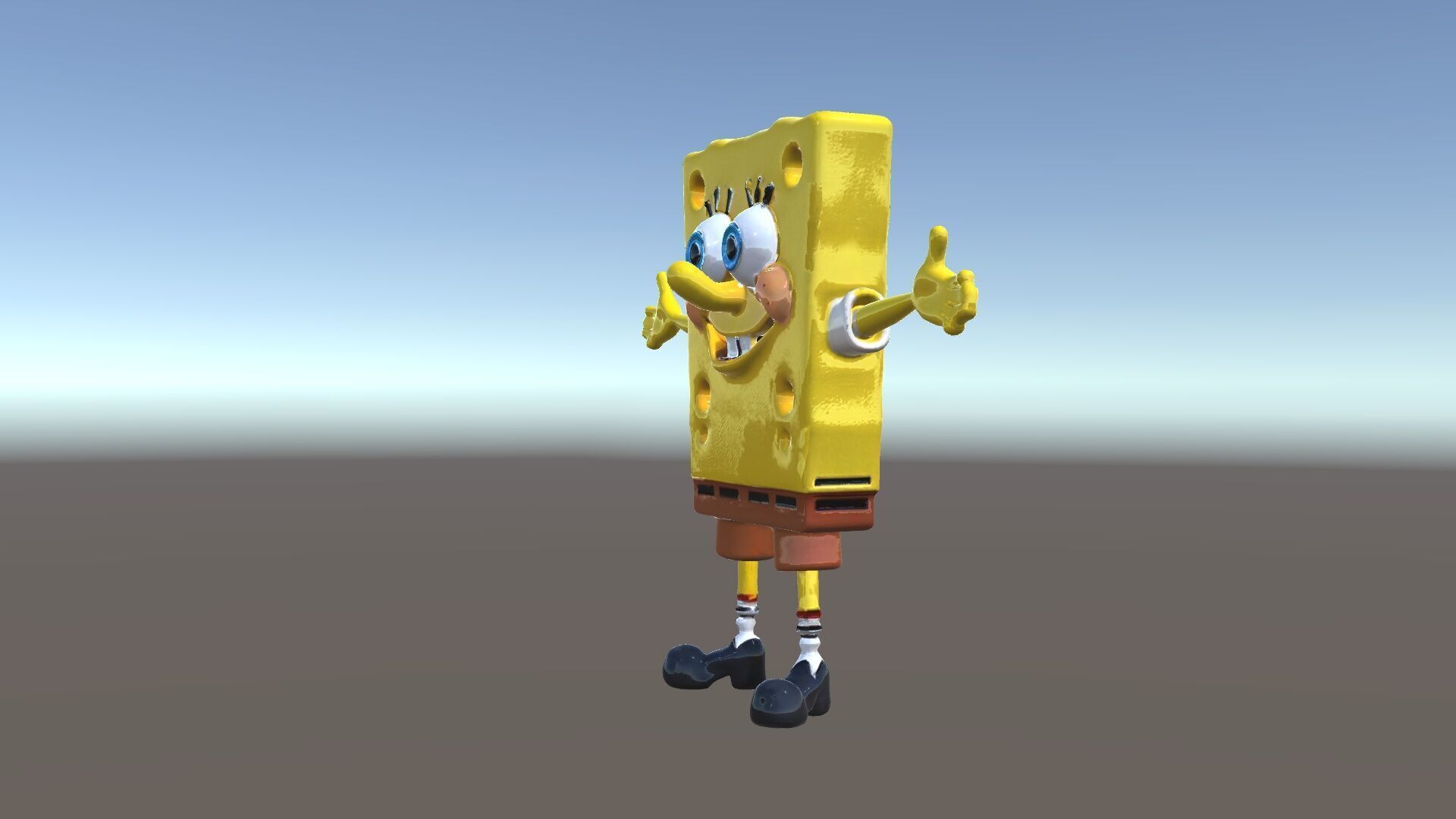 D Model Cheerful Square Character with Shorts and Shoes Low-poly 3D model_37