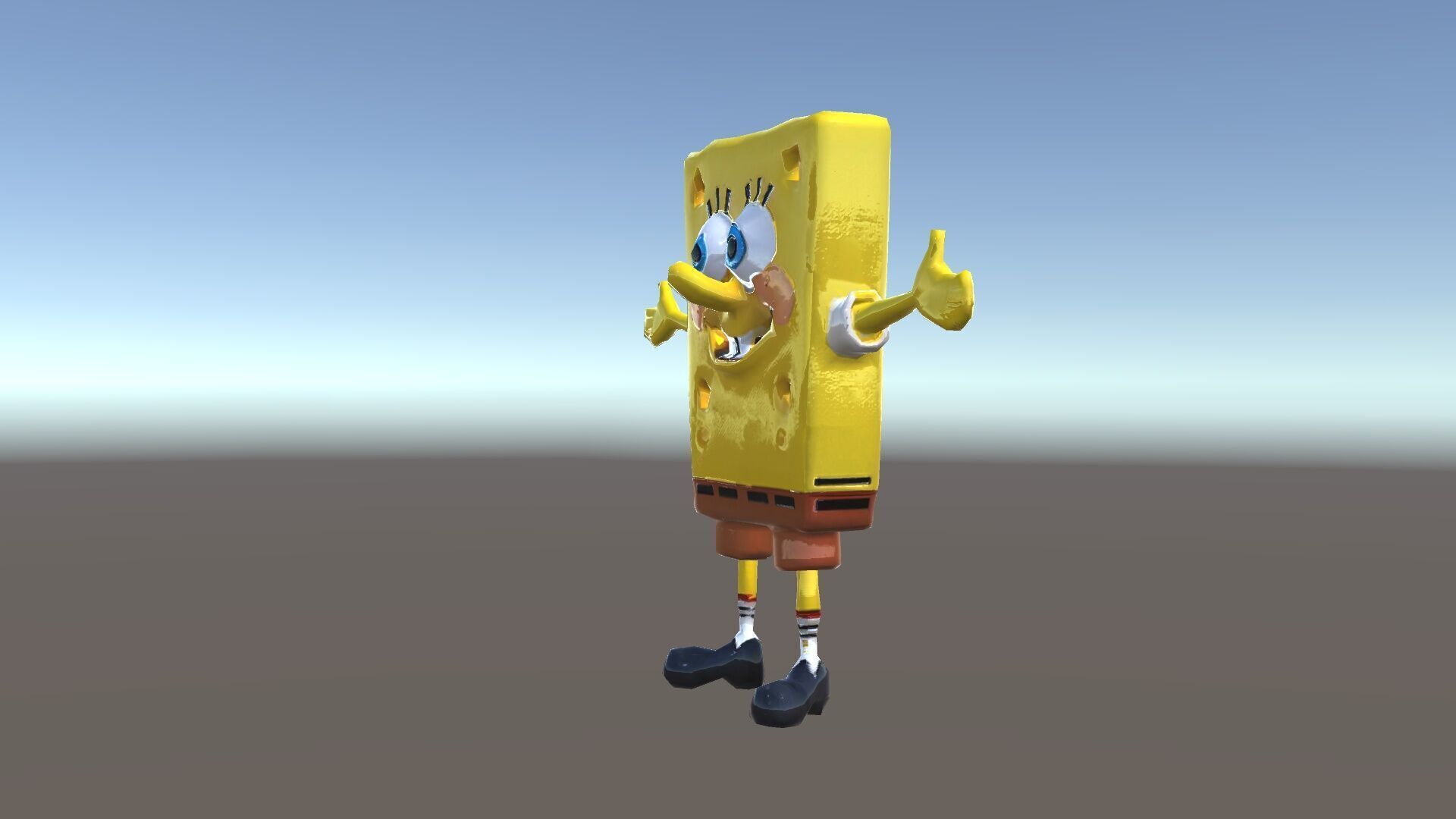 D Model Cheerful Square Character with Shorts and Shoes Low-poly 3D model_34