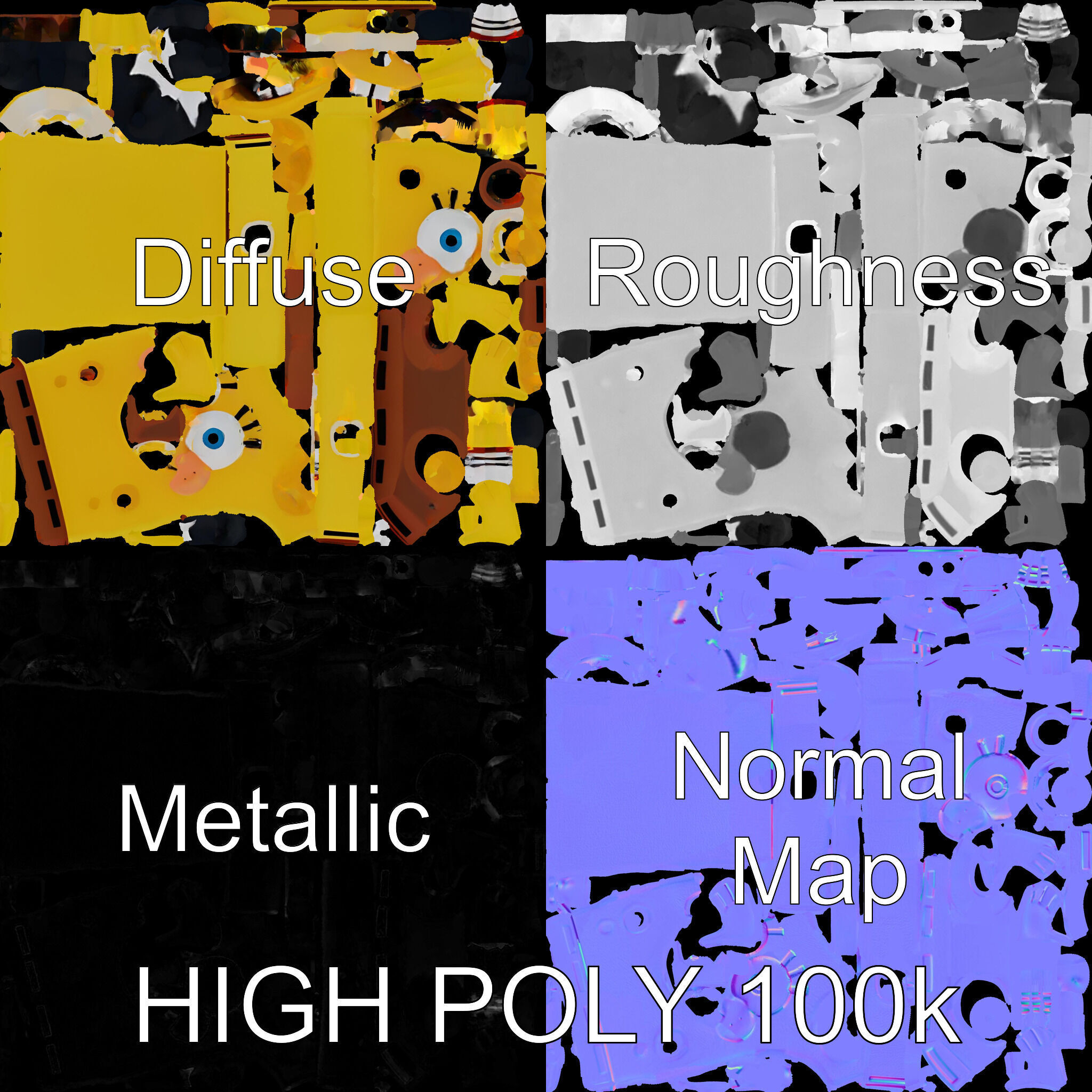 D Model Cheerful Square Character with Shorts and Shoes Low-poly 3D model_3