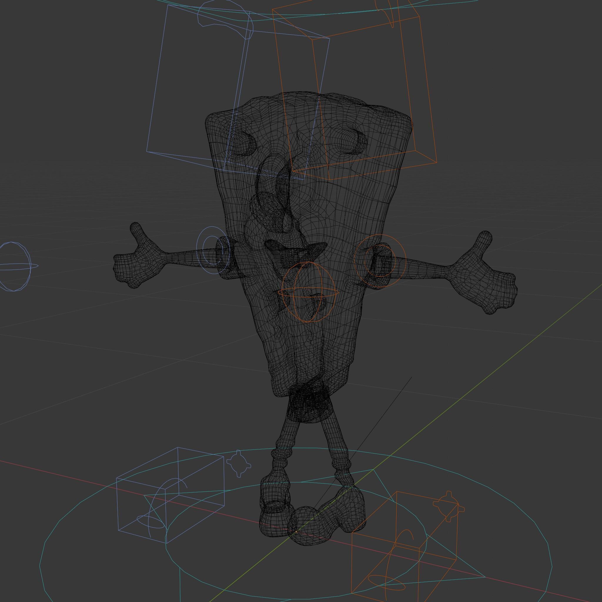 D Model Cheerful Square Character with Shorts and Shoes Low-poly 3D model_6