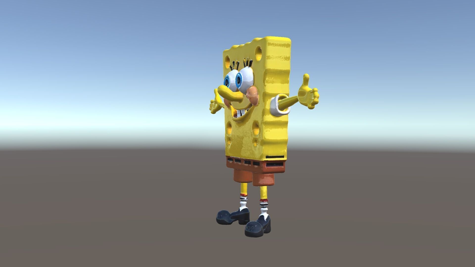 D Model Cheerful Square Character with Shorts and Shoes Low-poly 3D model_5