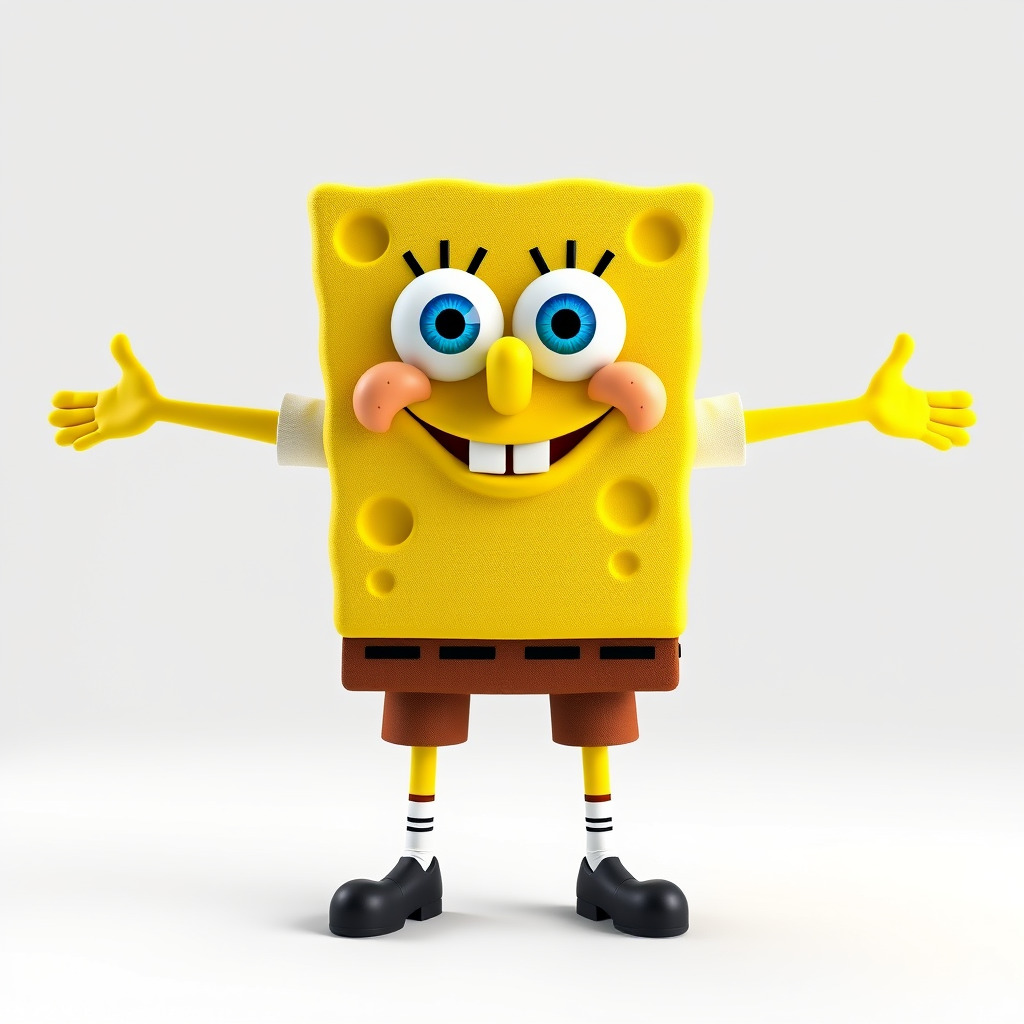 D Model Cheerful Square Character with Shorts and Shoes Low-poly 3D model_2