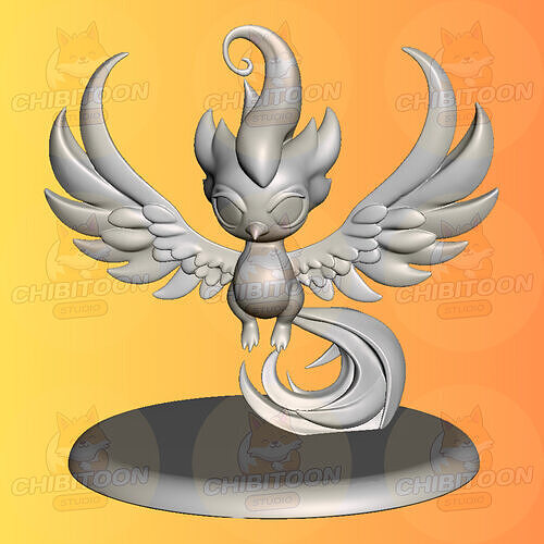 Ignis The Reborn Fire Phoenix Chibi Kawaii 3D print model