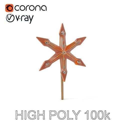 Rustic Star Spike Model Pack for D Applications Low-poly 3D model