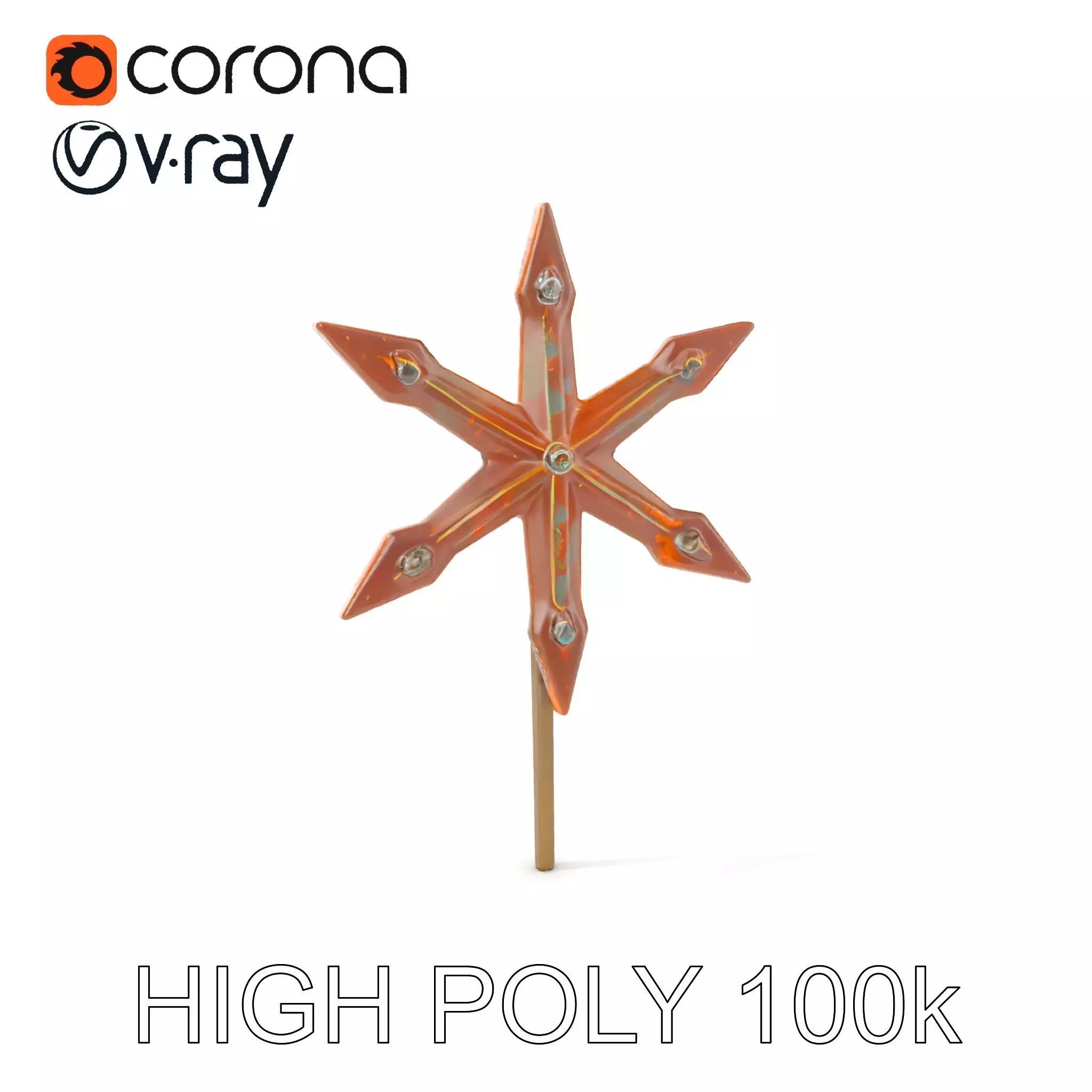 Rustic Star Spike Model Pack for D Applications Low-poly 3D model_0