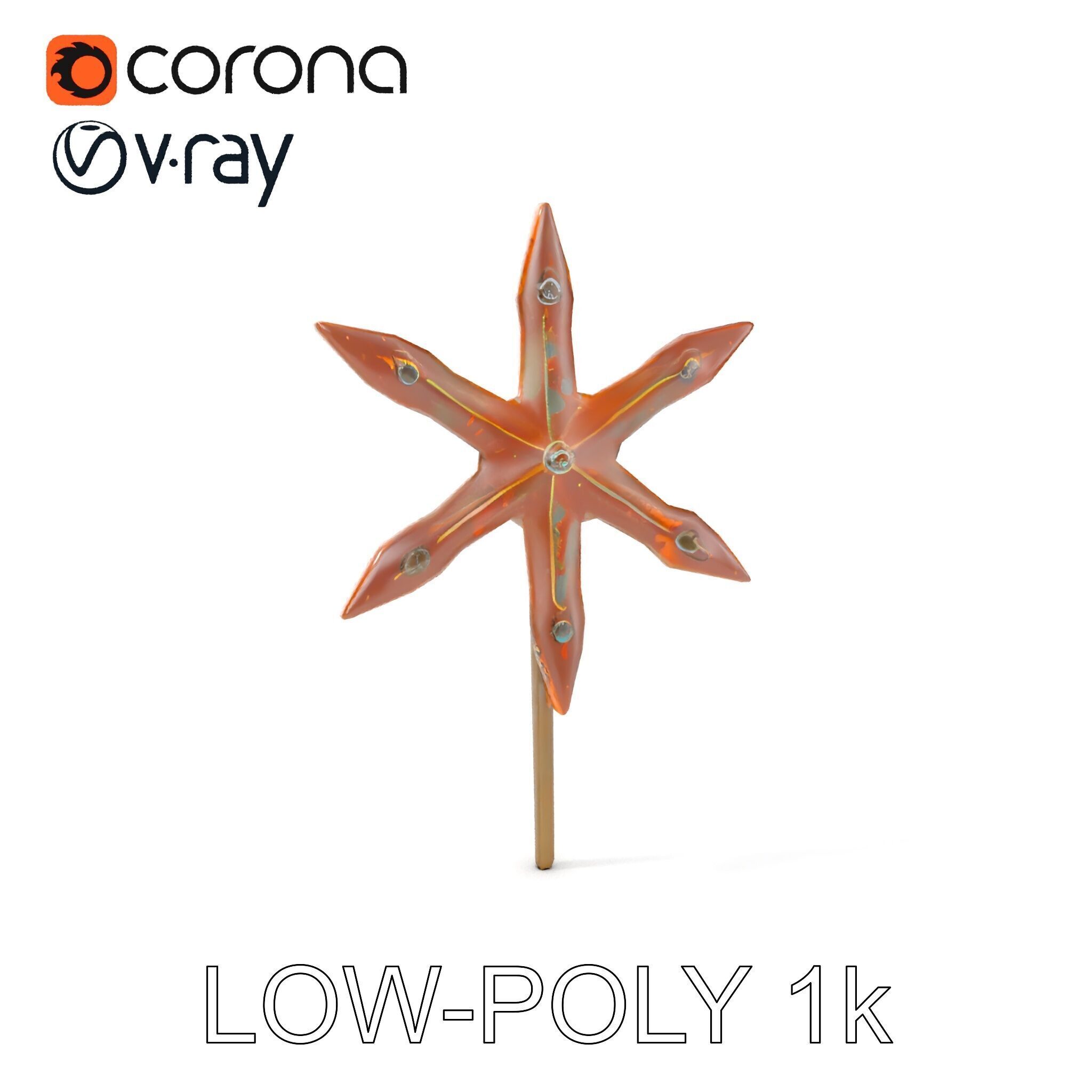 Rustic Star Spike Model Pack for D Applications Low-poly 3D model_9