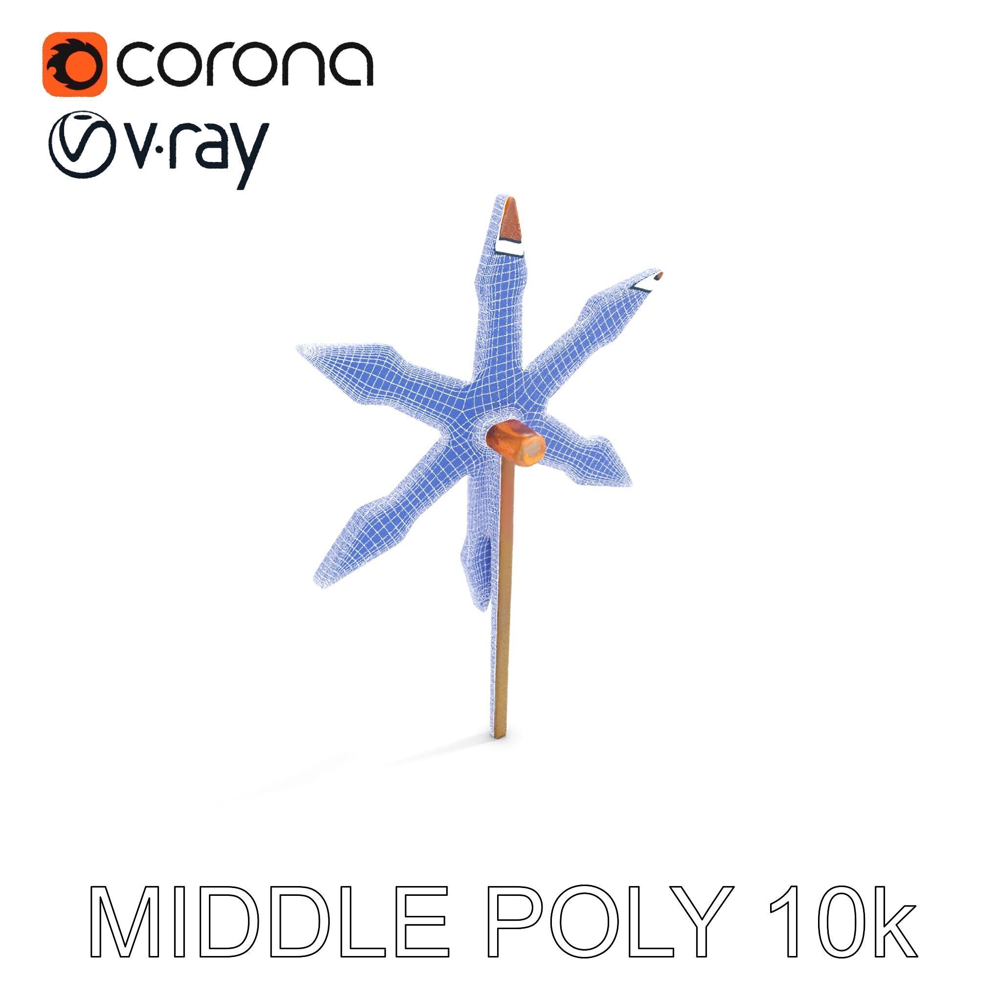 Rustic Star Spike Model Pack for D Applications Low-poly 3D model_19