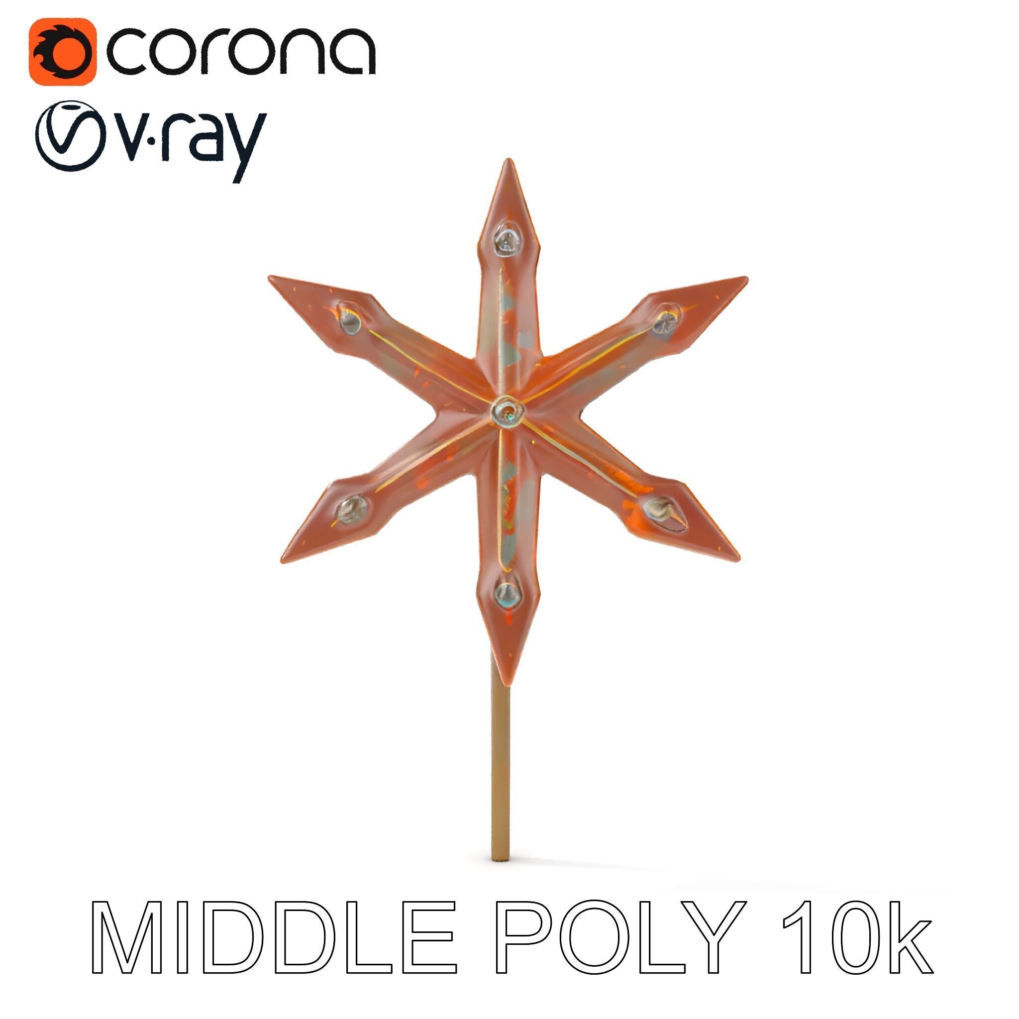 Rustic Star Spike Model Pack for D Applications Low-poly 3D model_22