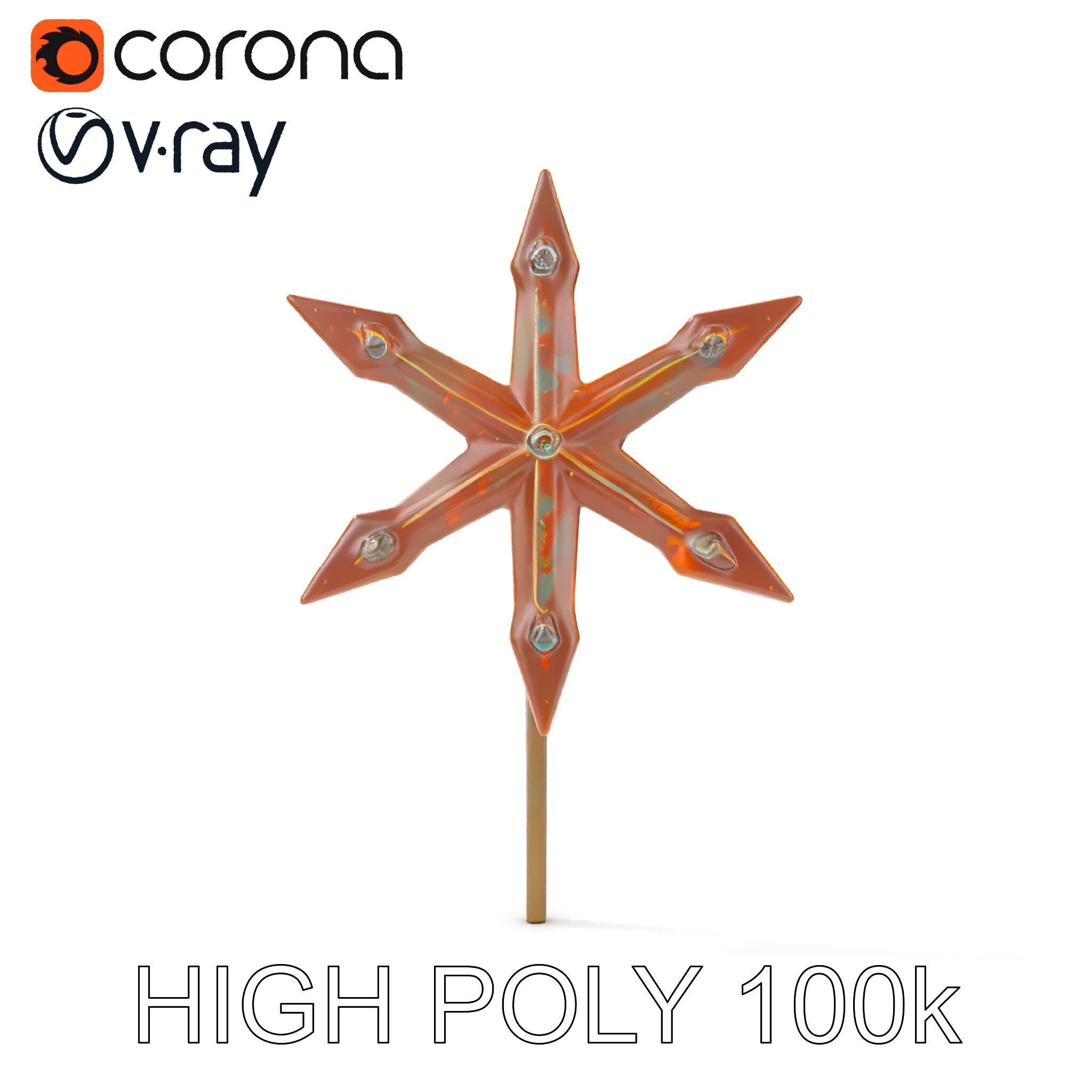 Rustic Star Spike Model Pack for D Applications Low-poly 3D model_35