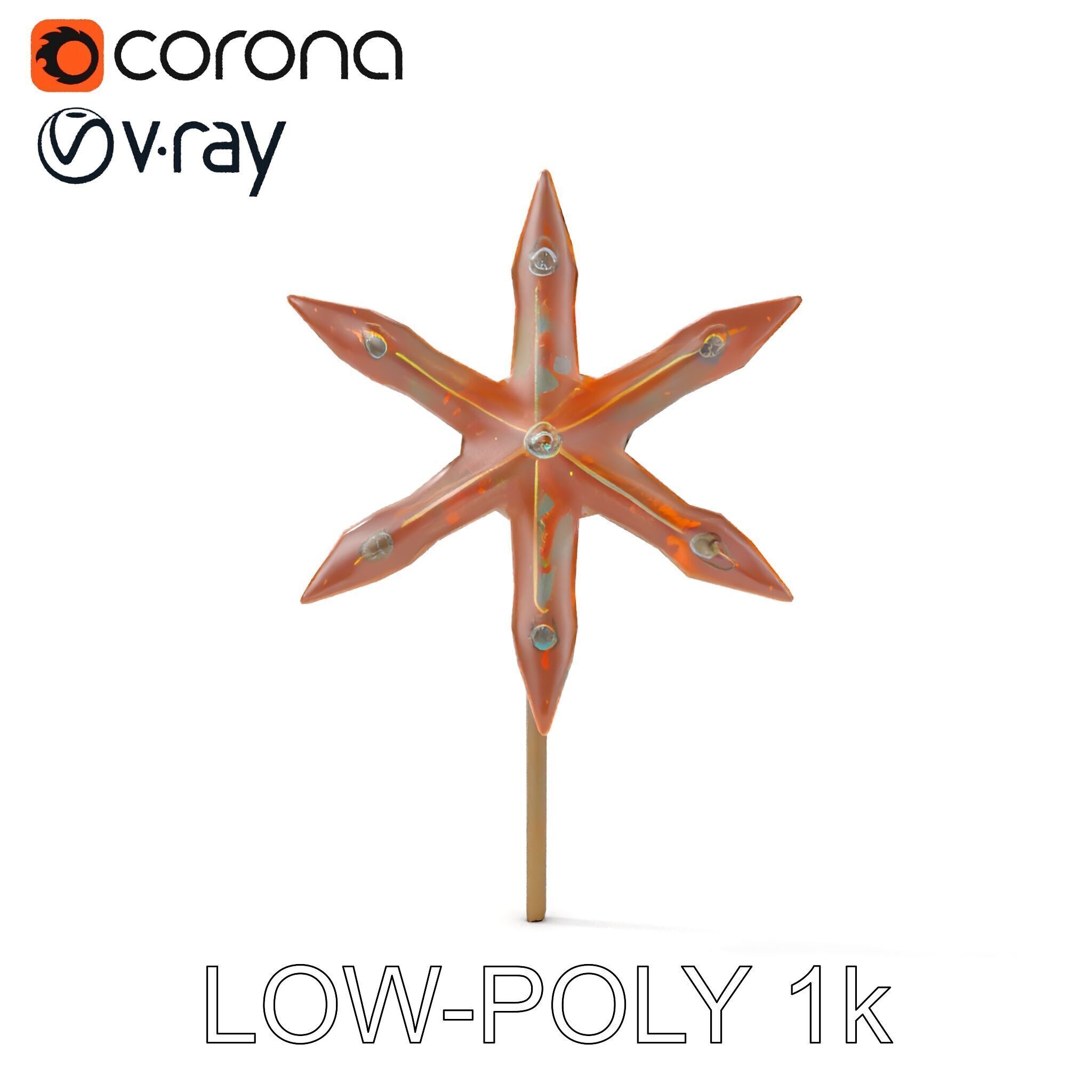 Rustic Star Spike Model Pack for D Applications Low-poly 3D model_7