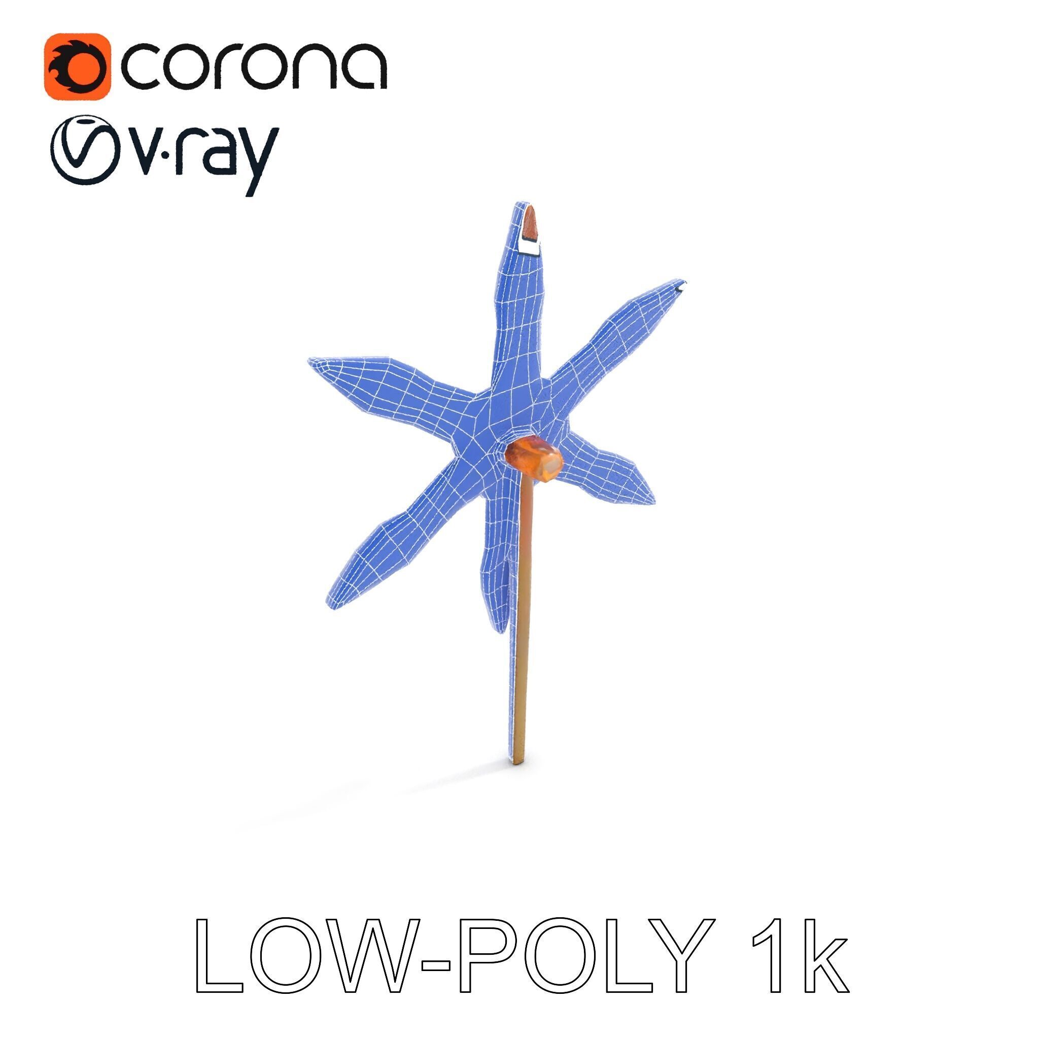 Rustic Star Spike Model Pack for D Applications Low-poly 3D model_28
