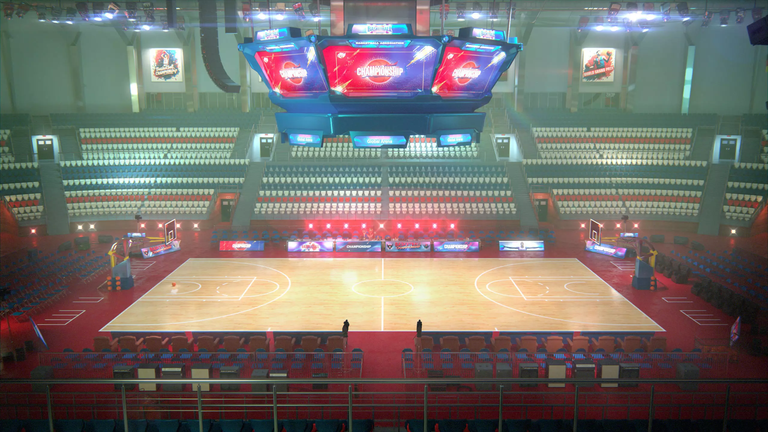 Basketball Arena Stadium Interior 3D model_3