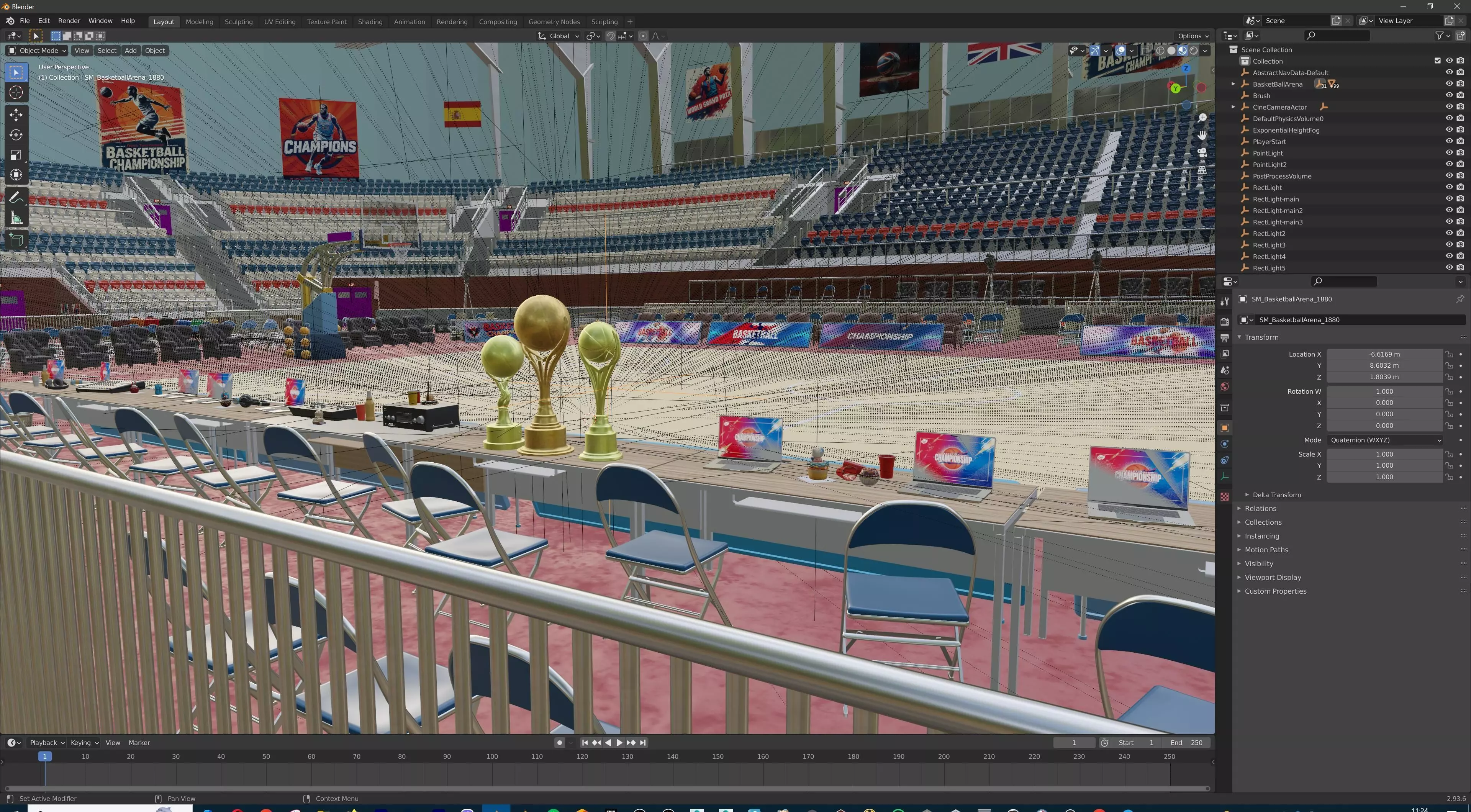 Basketball Arena Stadium Interior 3D model_60