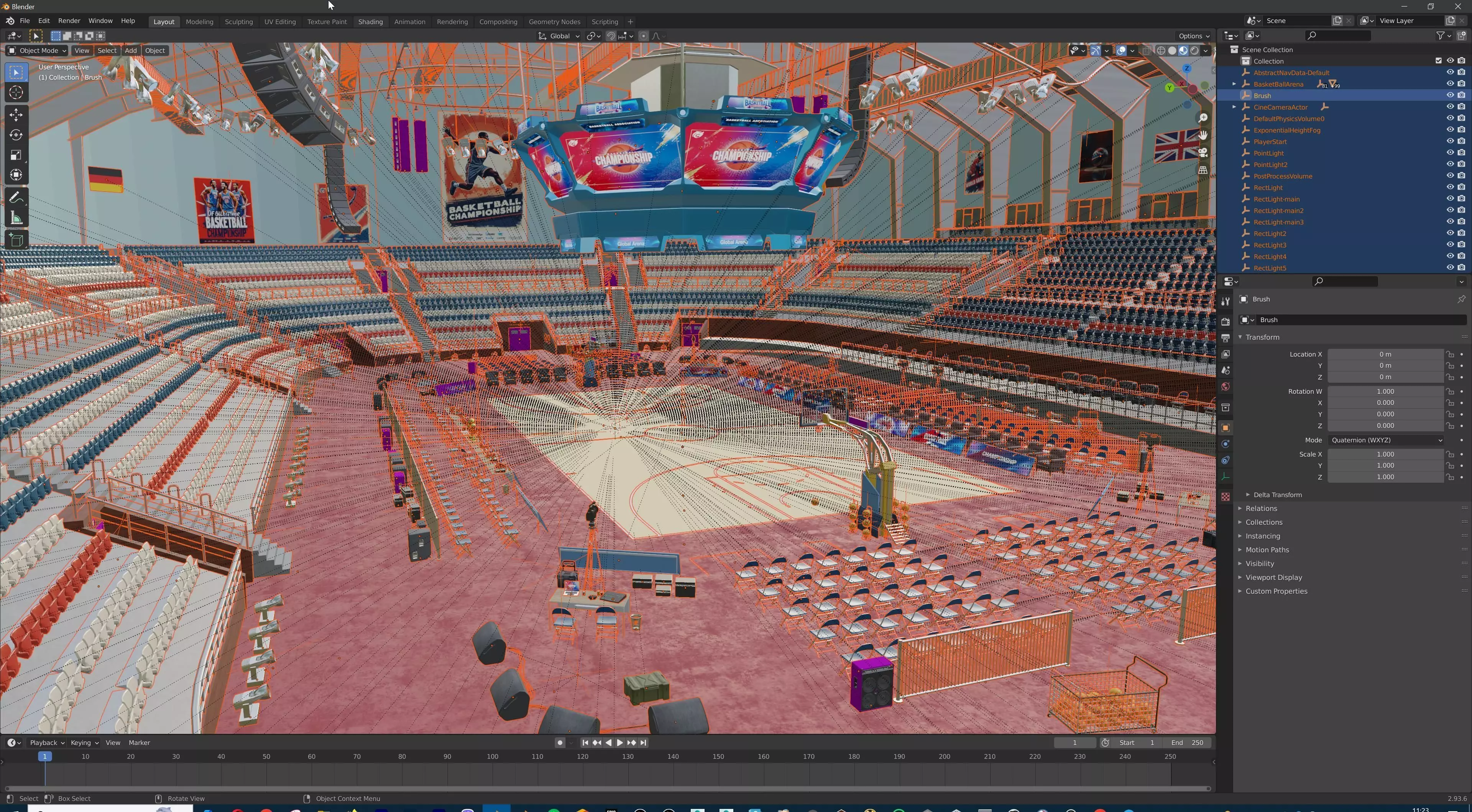 Basketball Arena Stadium Interior 3D model_59