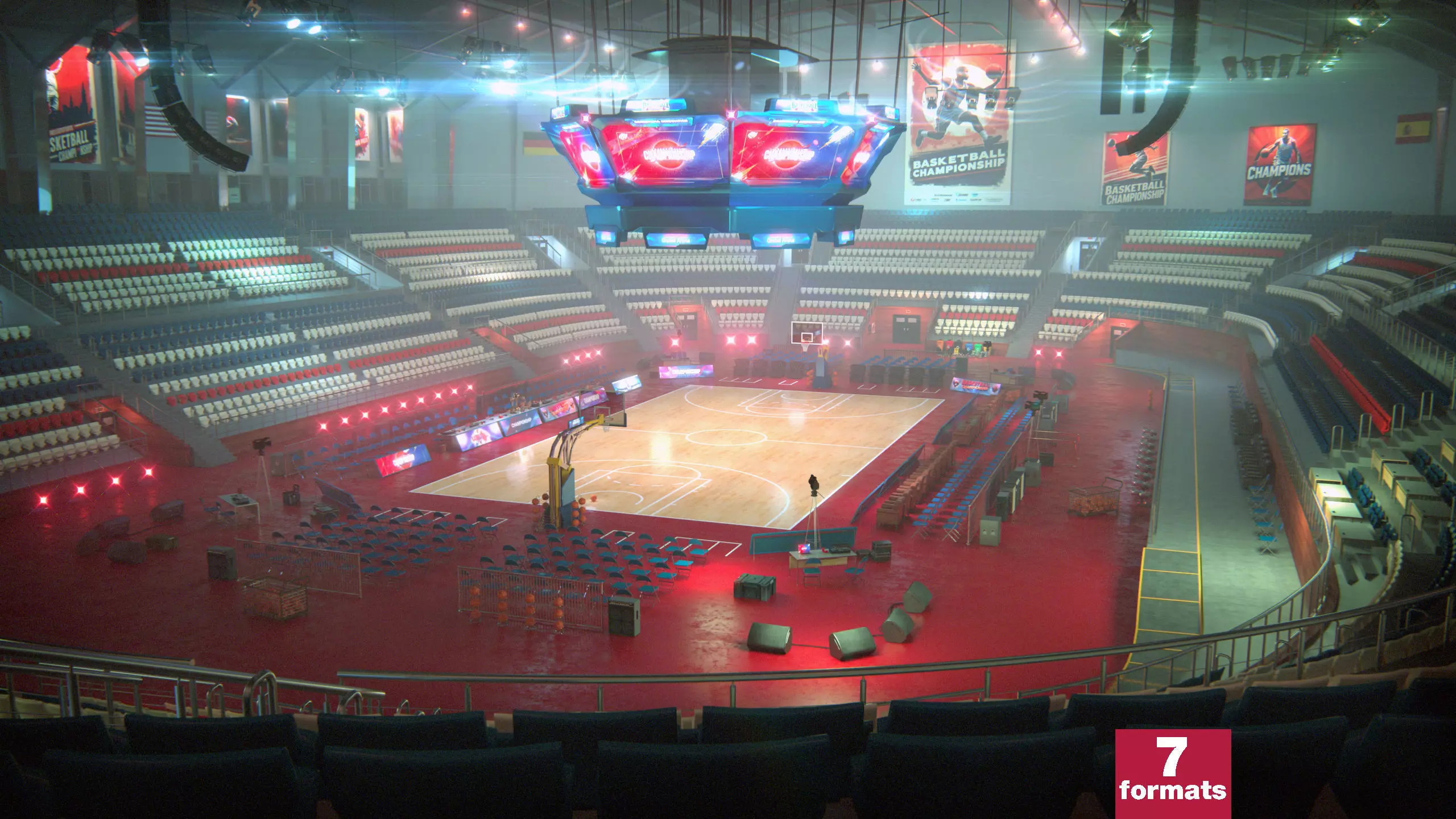 Basketball Arena Stadium Interior 3D model_0
