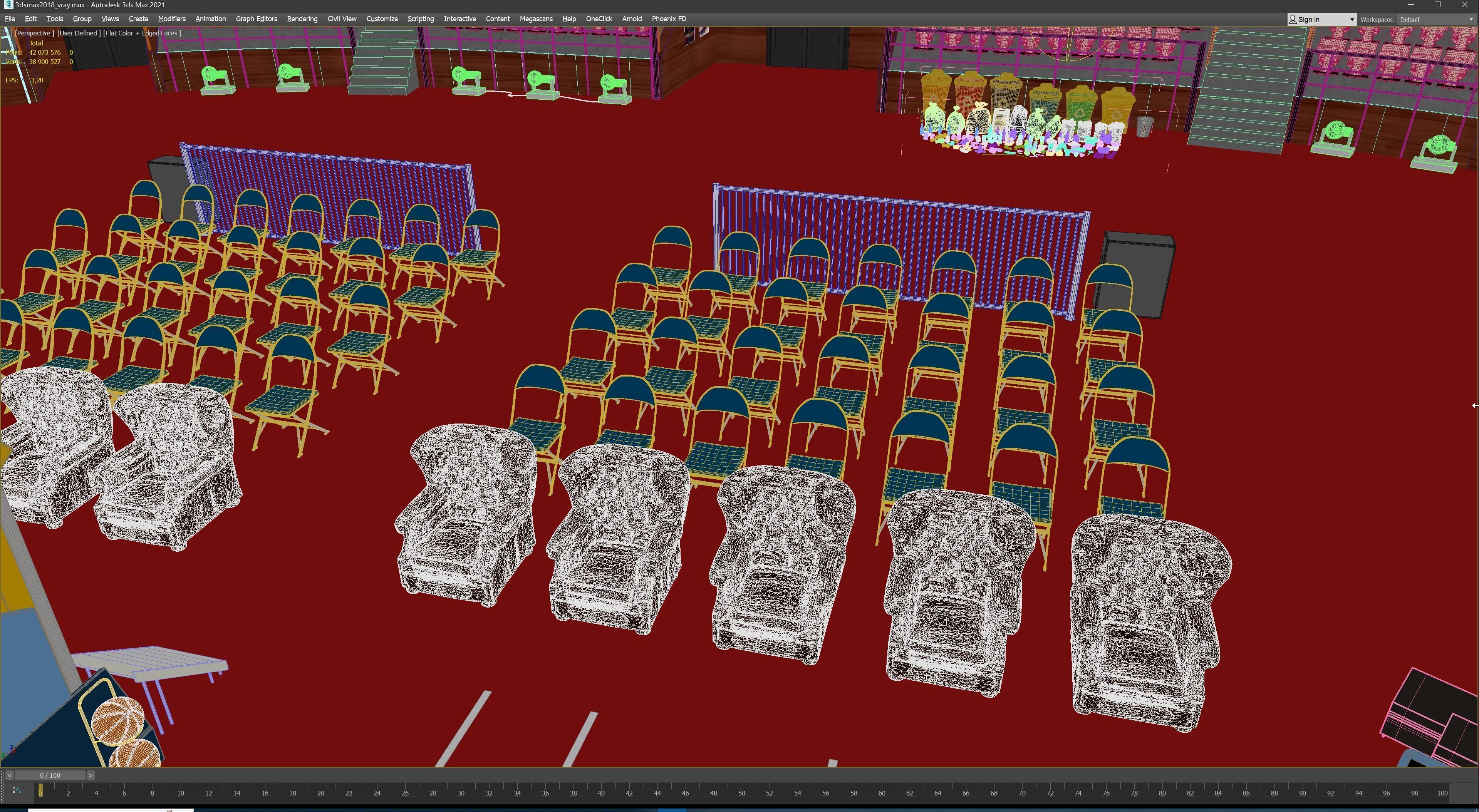 Basketball Arena Stadium Interior 3D model_41