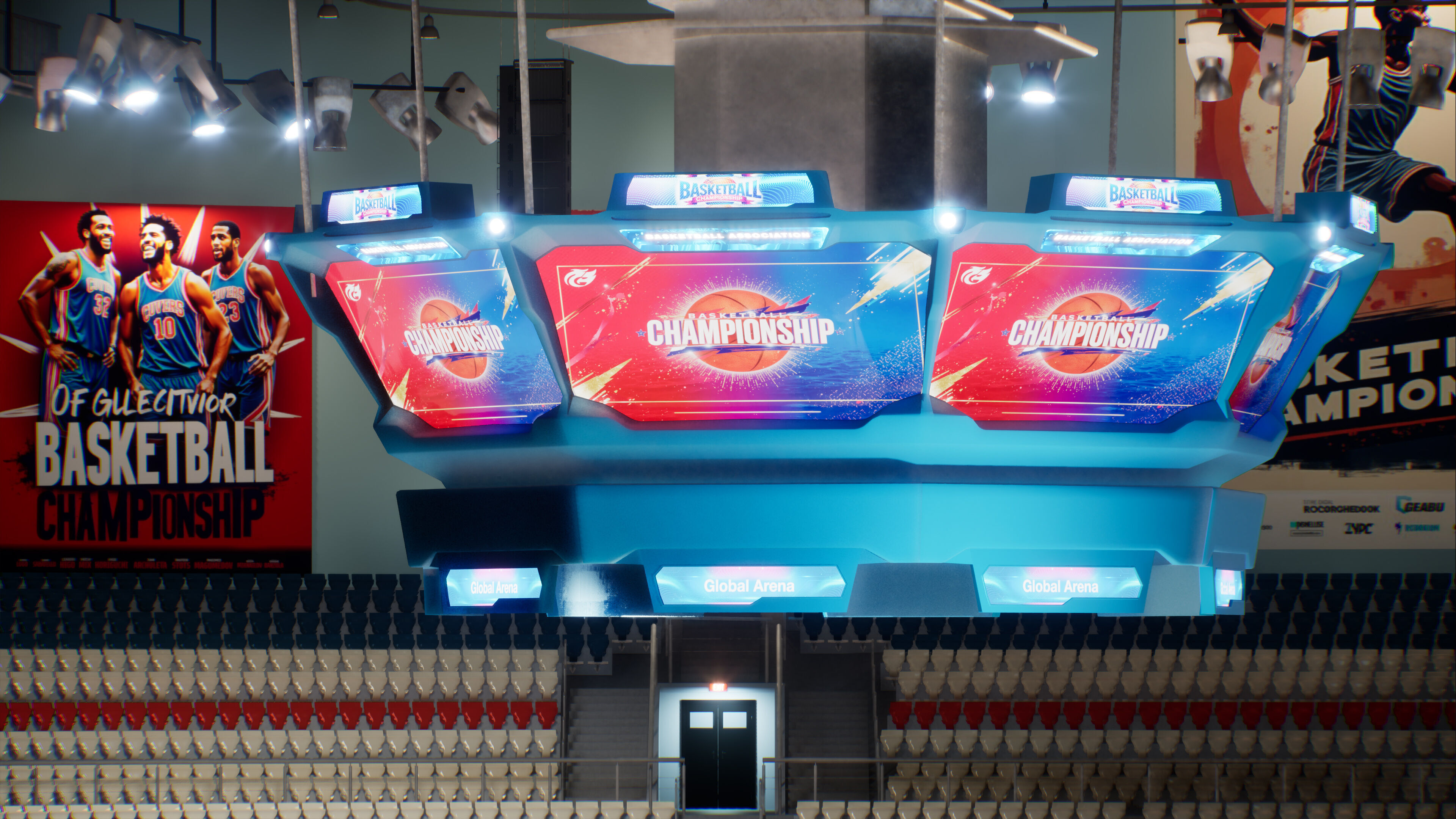 Basketball Arena Stadium Interior 3D model_27