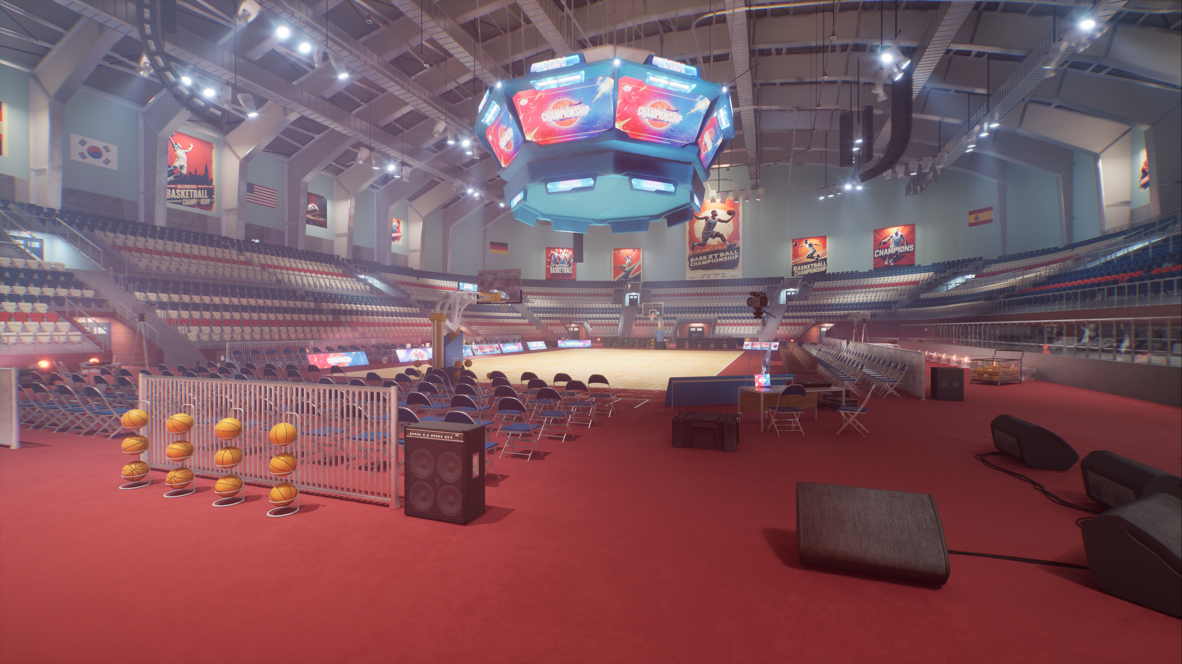 Basketball Arena Stadium Interior 3D model_35