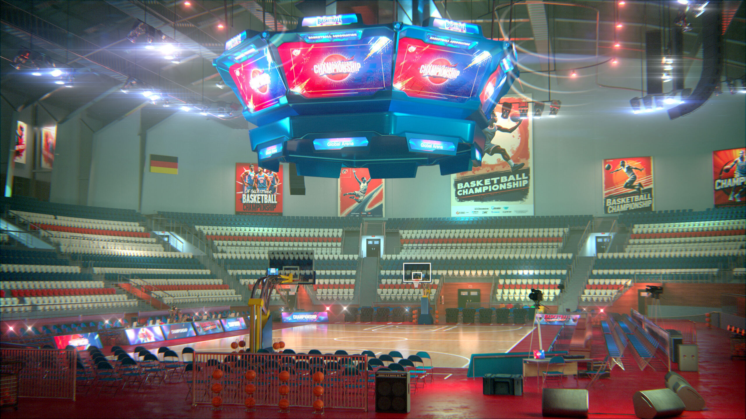 Basketball Arena Stadium Interior 3D model_7