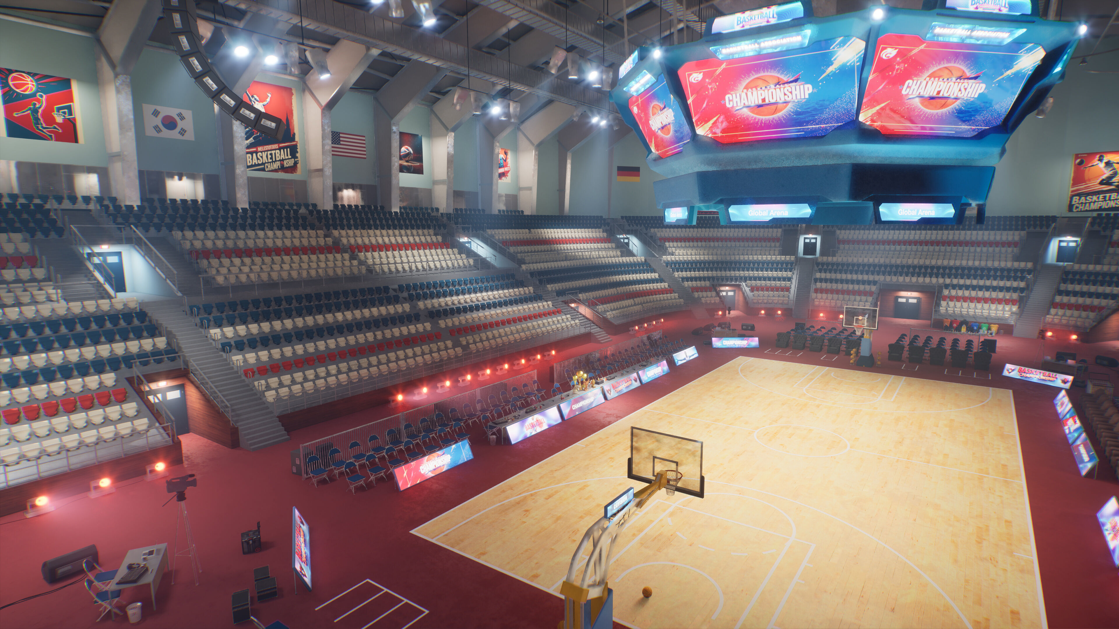 Basketball Arena Stadium Interior 3D model_15