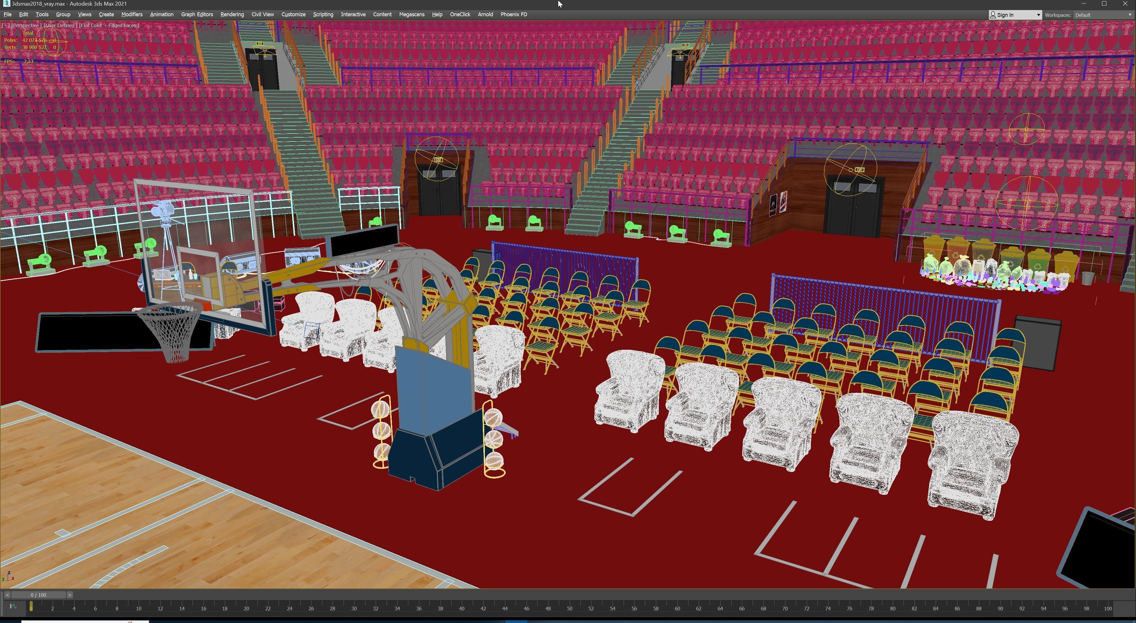 Basketball Arena Stadium Interior 3D model_40