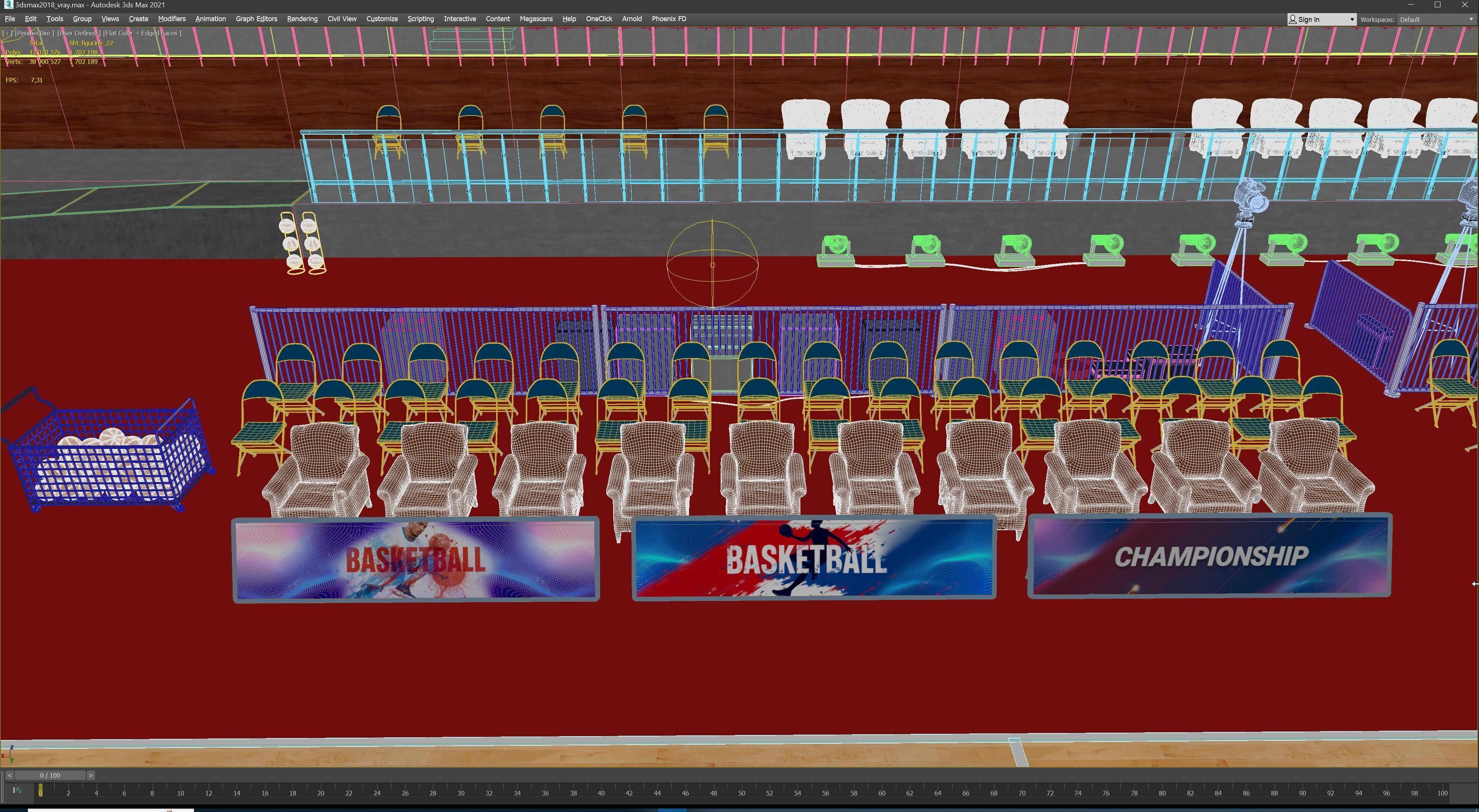Basketball Arena Stadium Interior 3D model_47