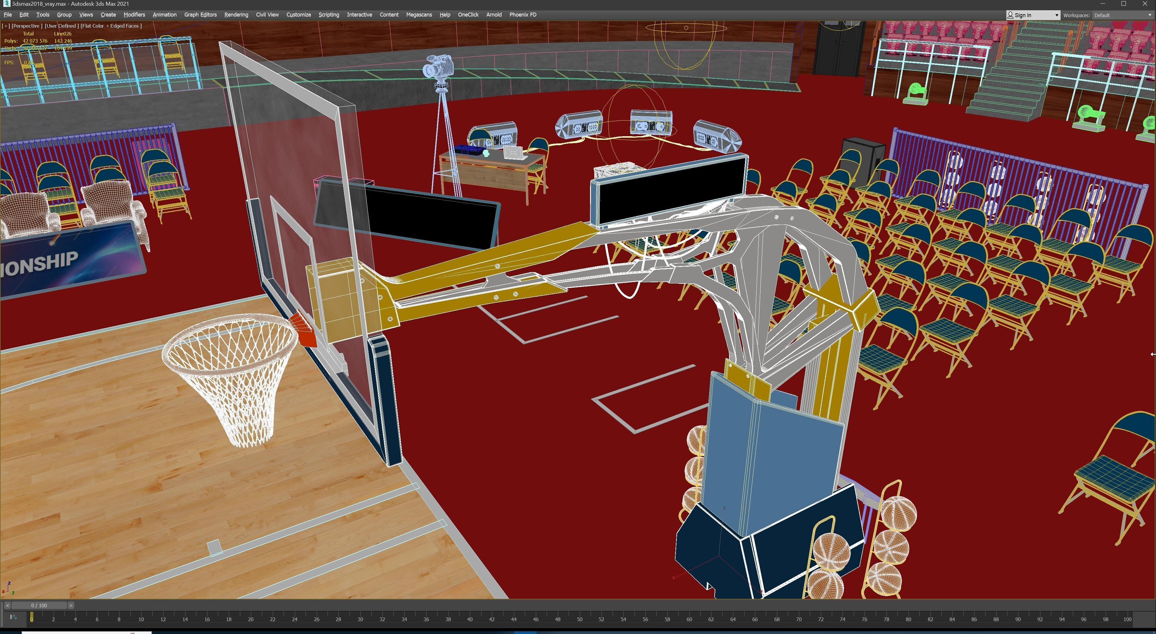 Basketball Arena Stadium Interior 3D model_50