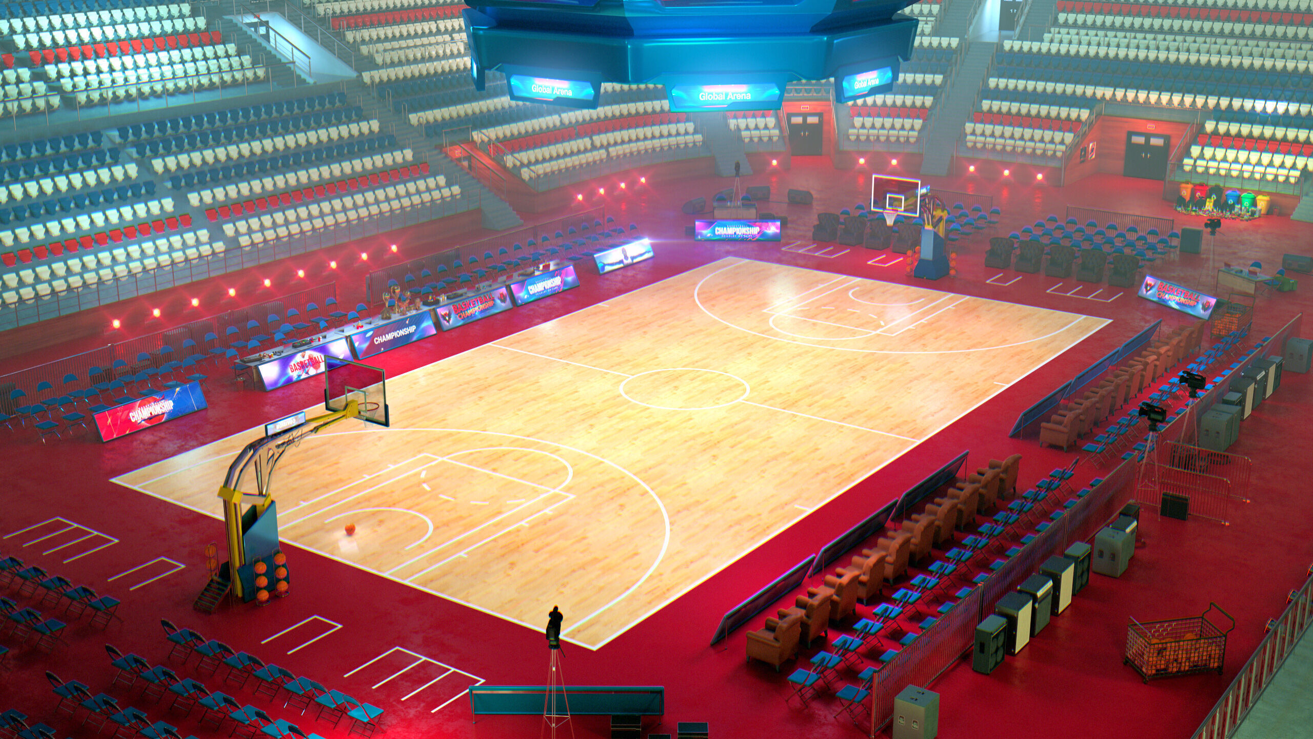 Basketball Arena Stadium Interior 3D model_5