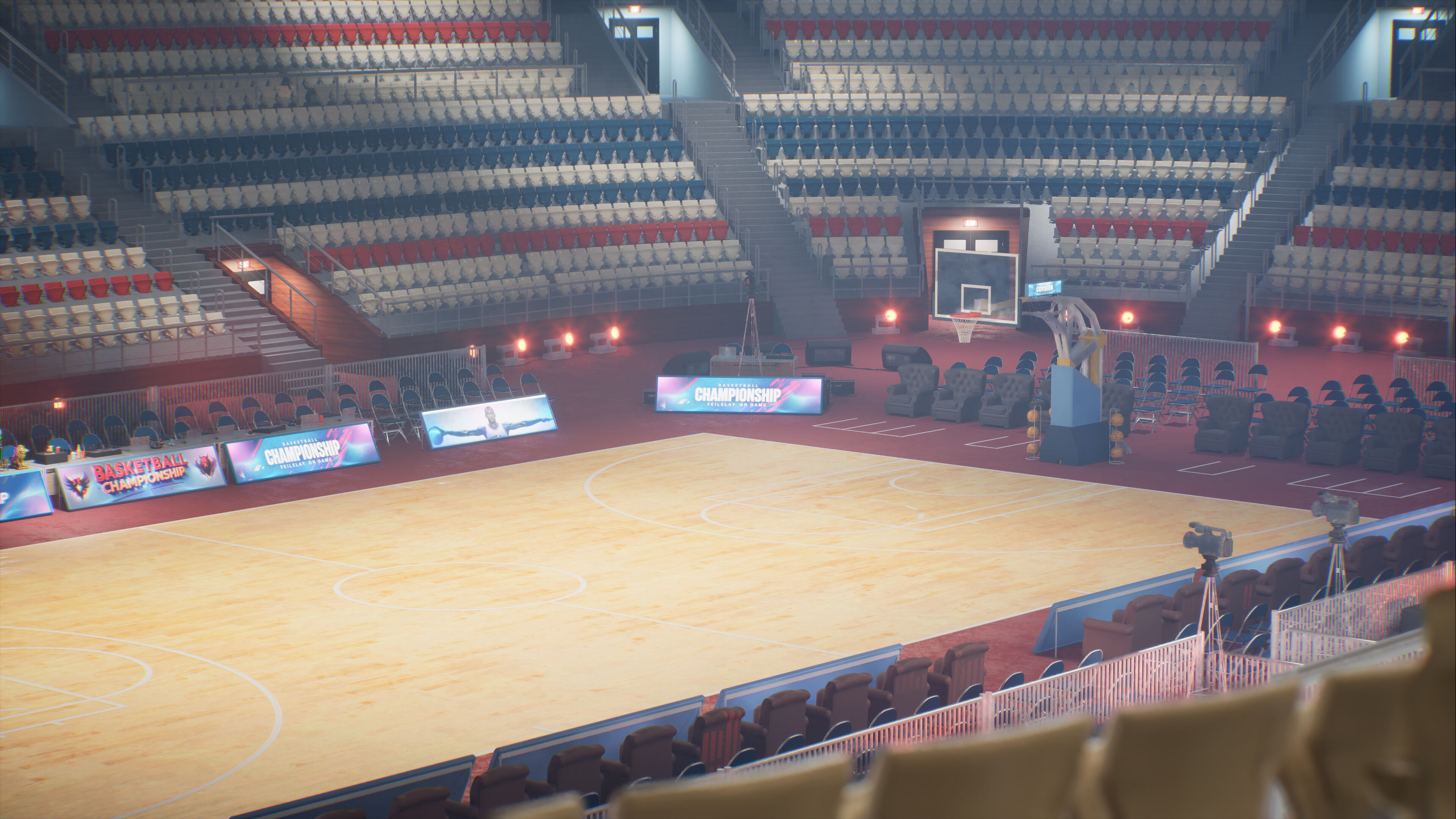Basketball Arena Stadium Interior 3D model_32