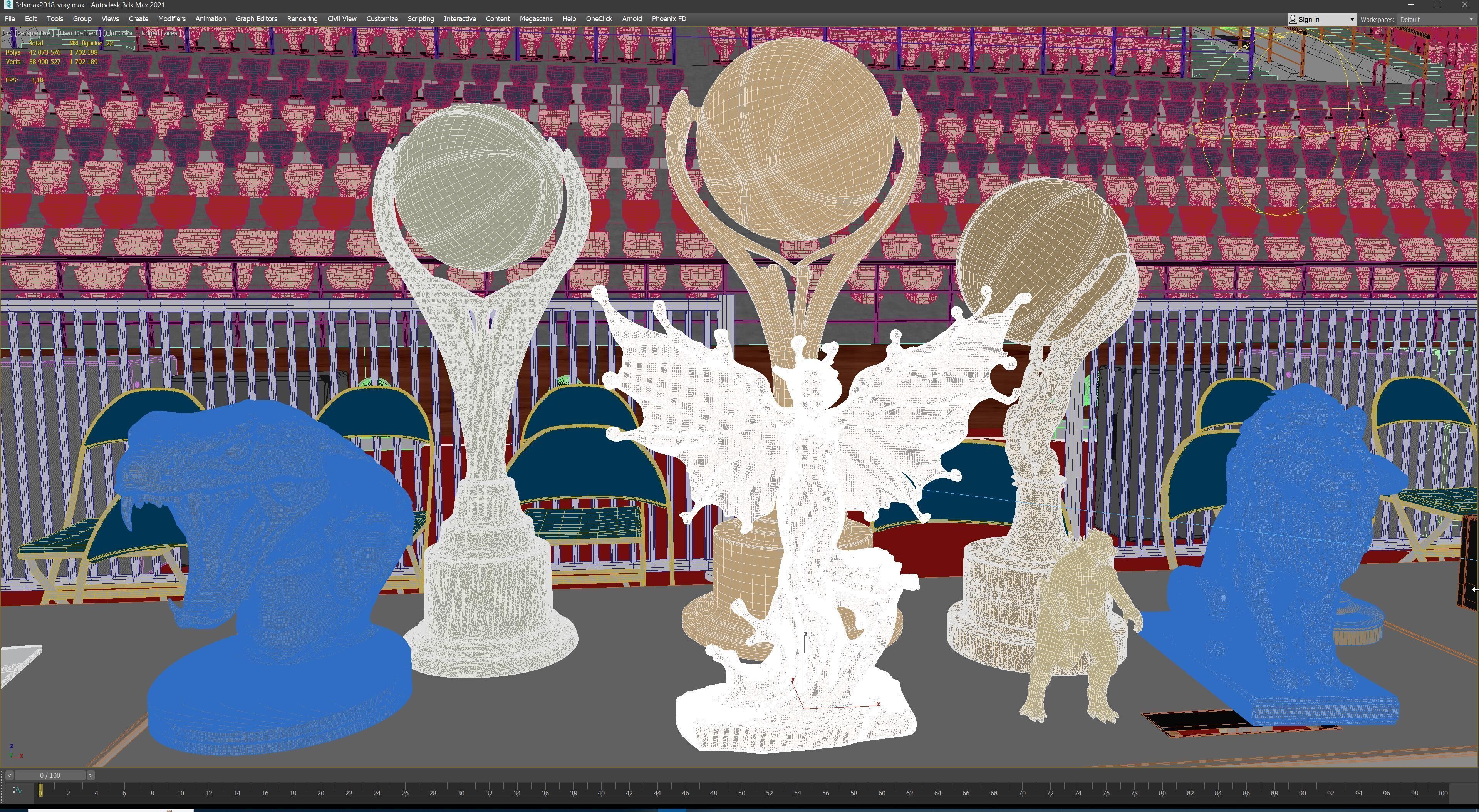 Basketball Arena Stadium Interior 3D model_45