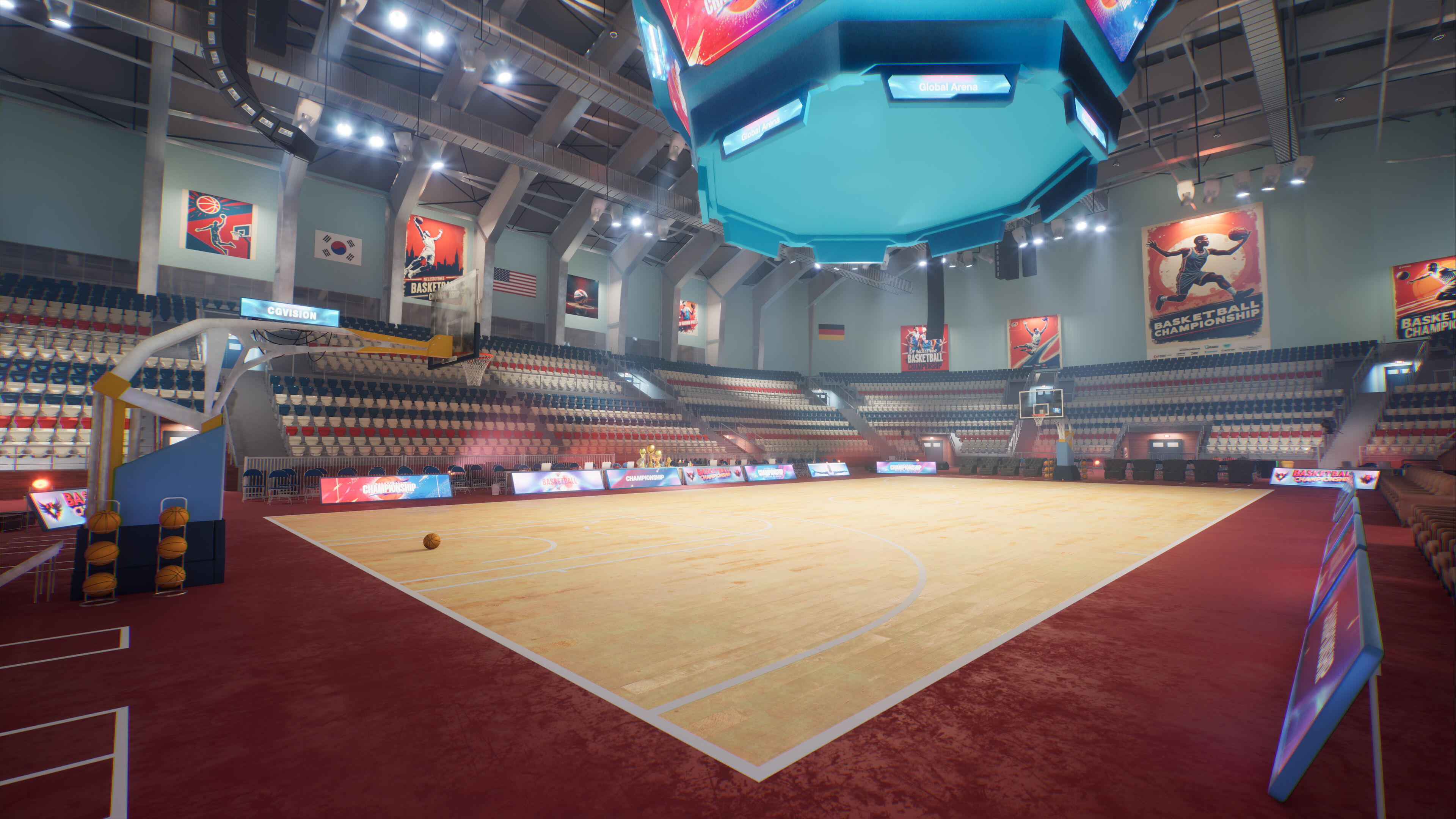Basketball Arena Stadium Interior 3D model_30