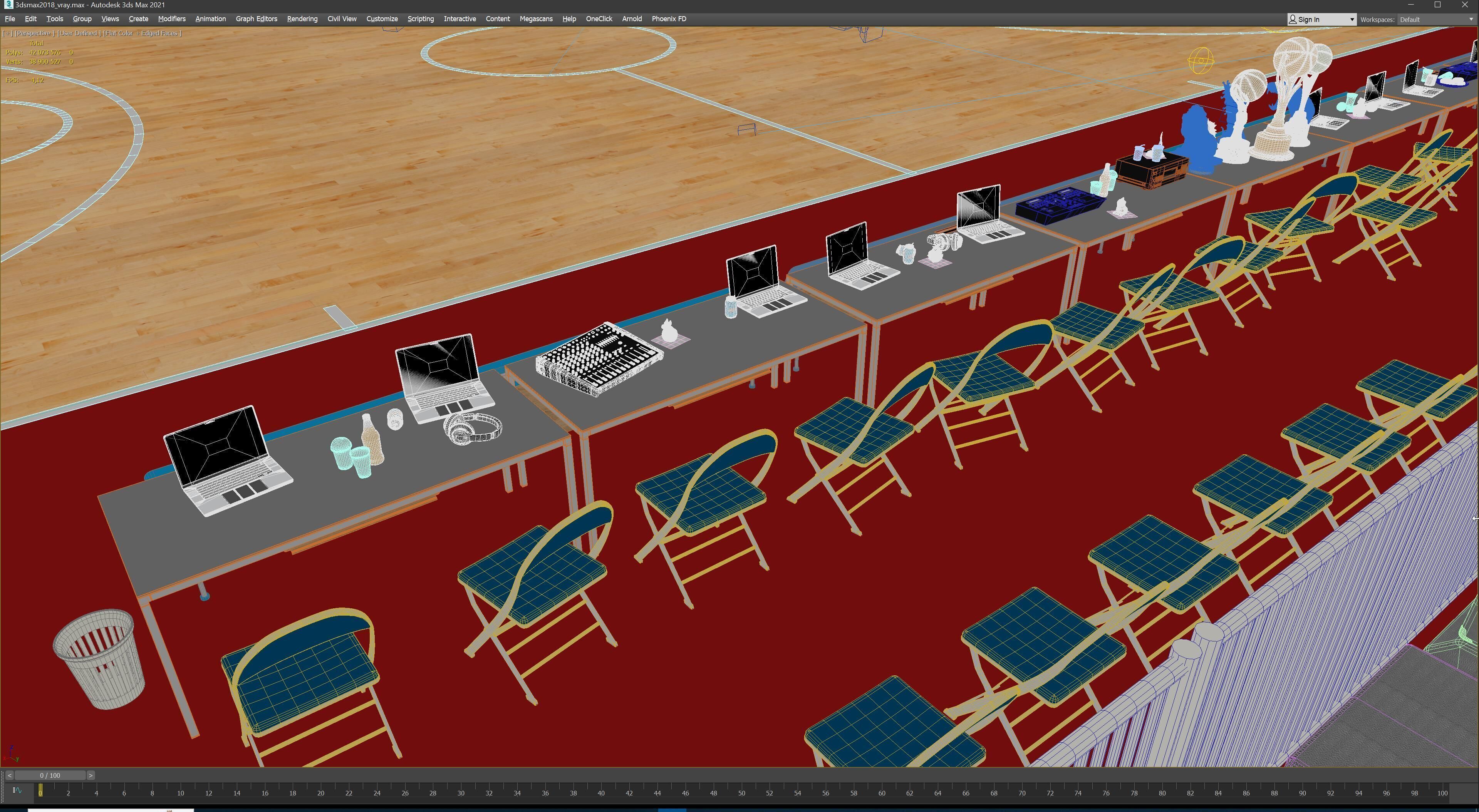 Basketball Arena Stadium Interior 3D model_44