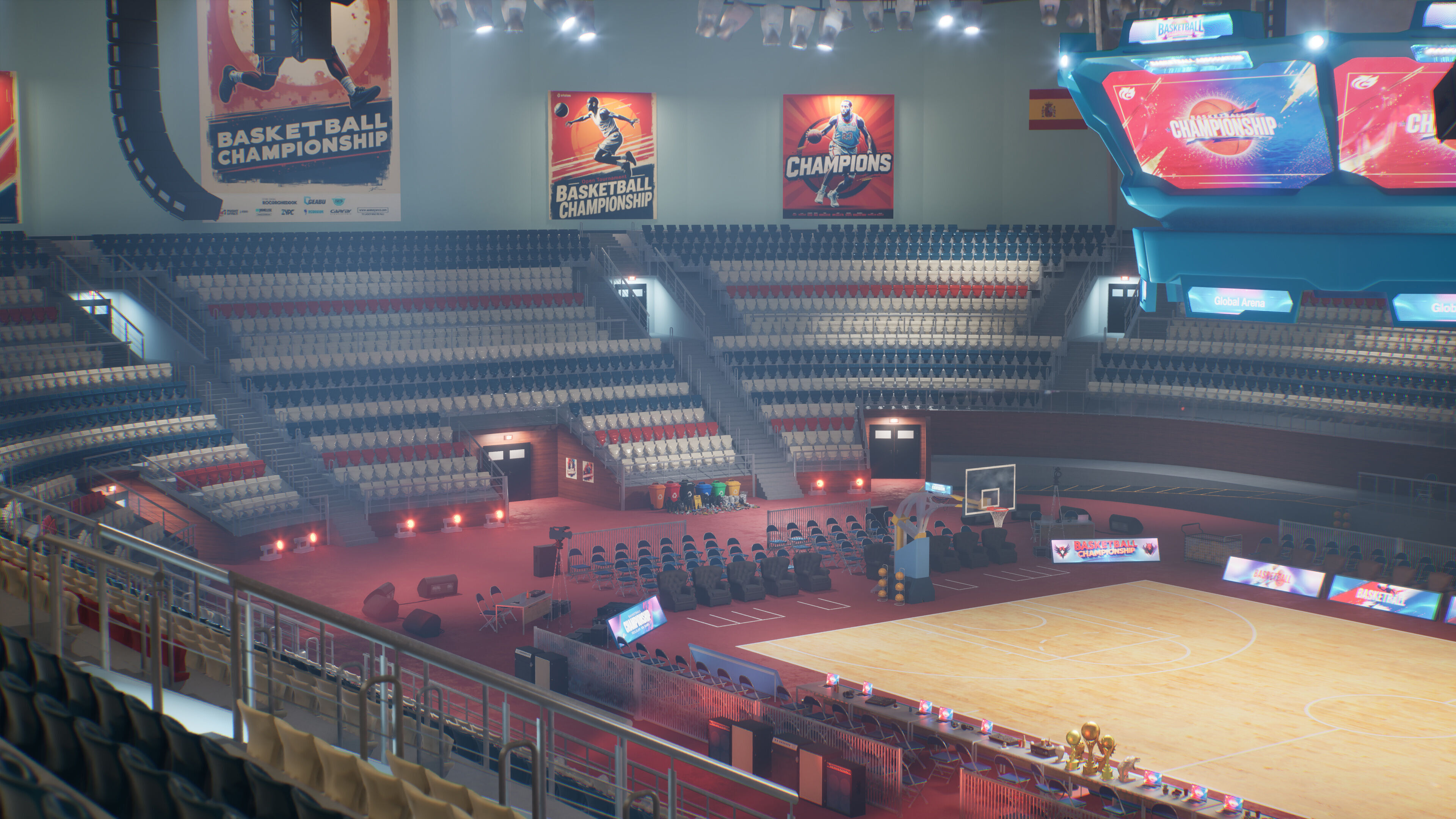 Basketball Arena Stadium Interior 3D model_17