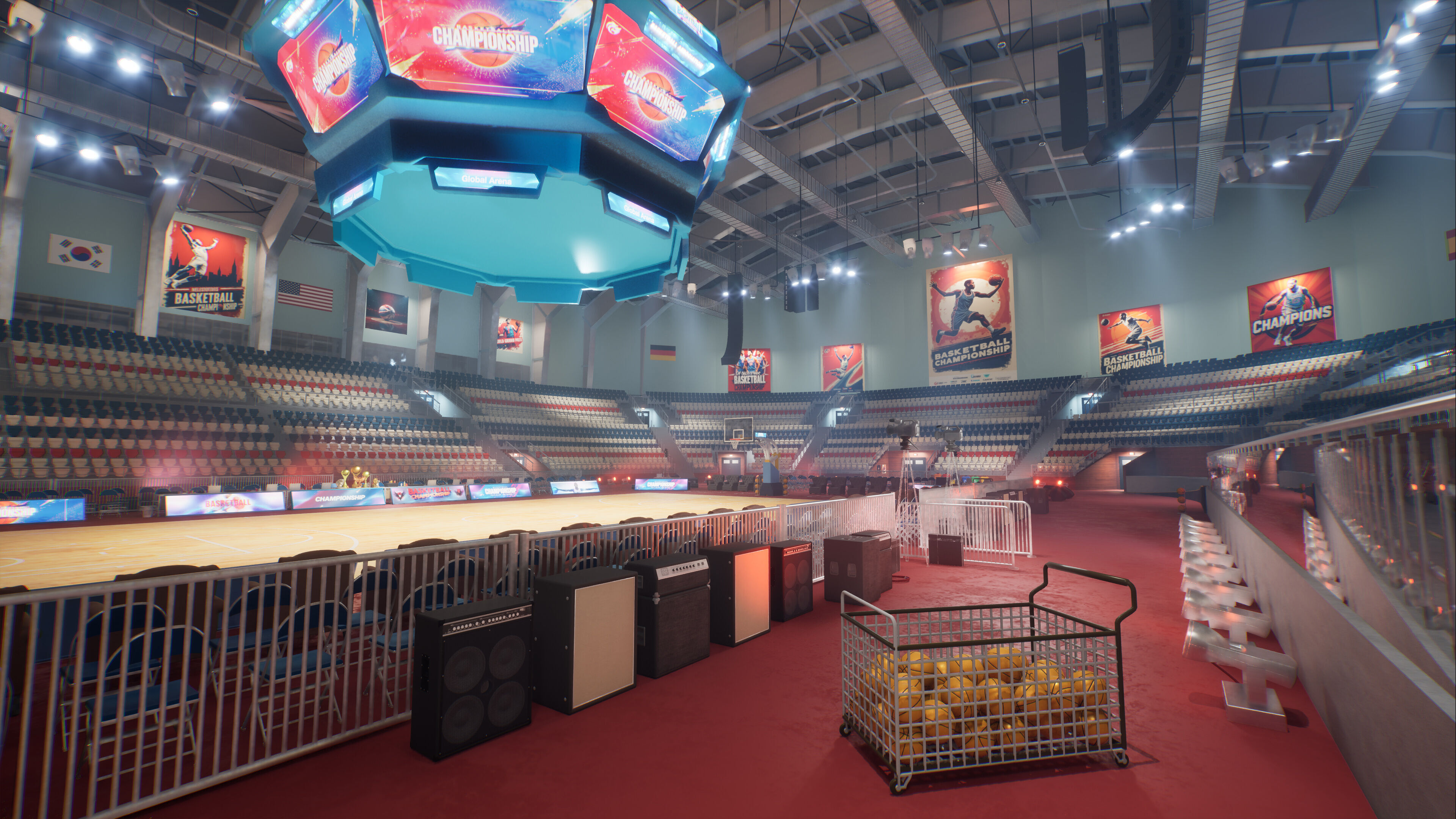 Basketball Arena Stadium Interior 3D model_34