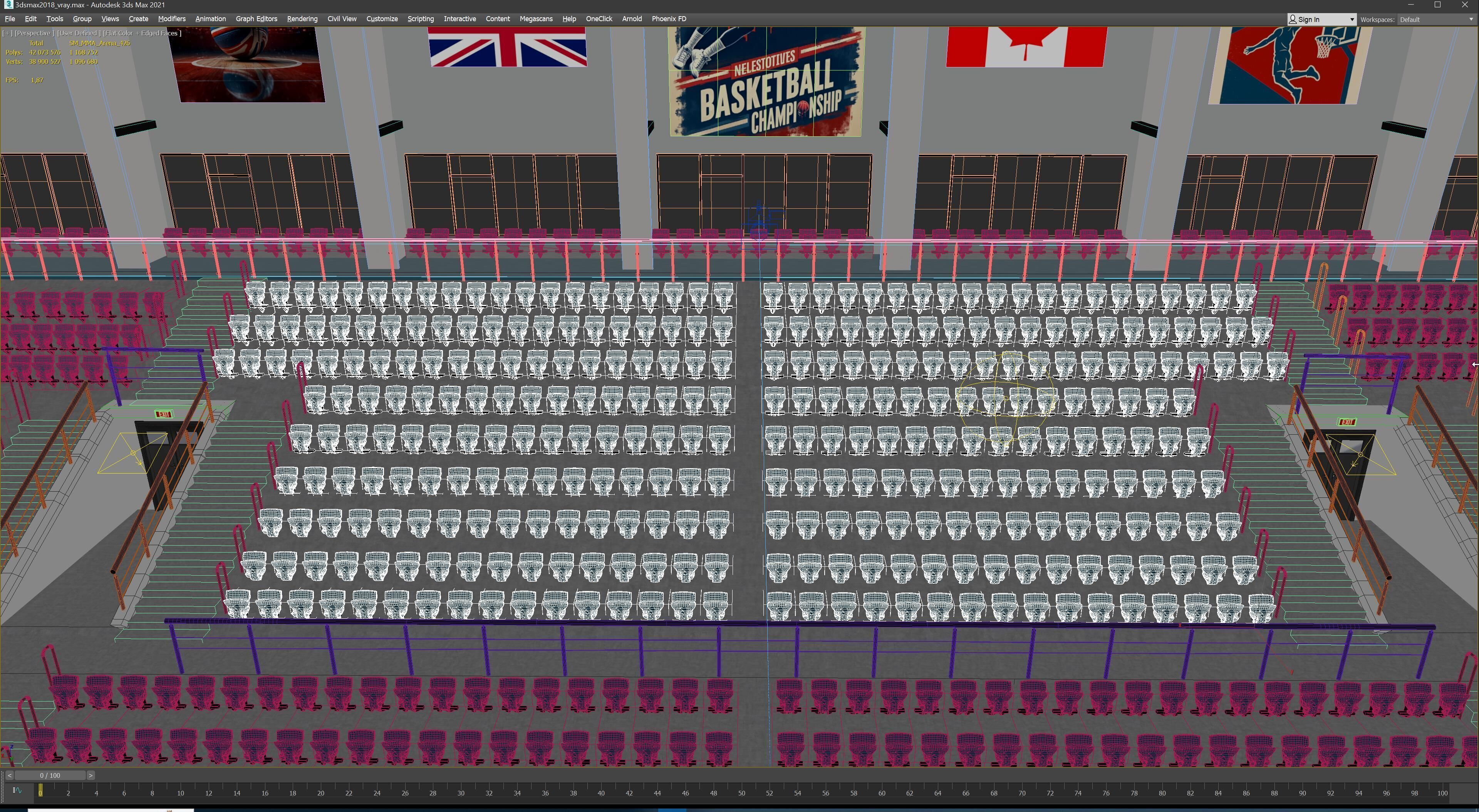 Basketball Arena Stadium Interior 3D model_51