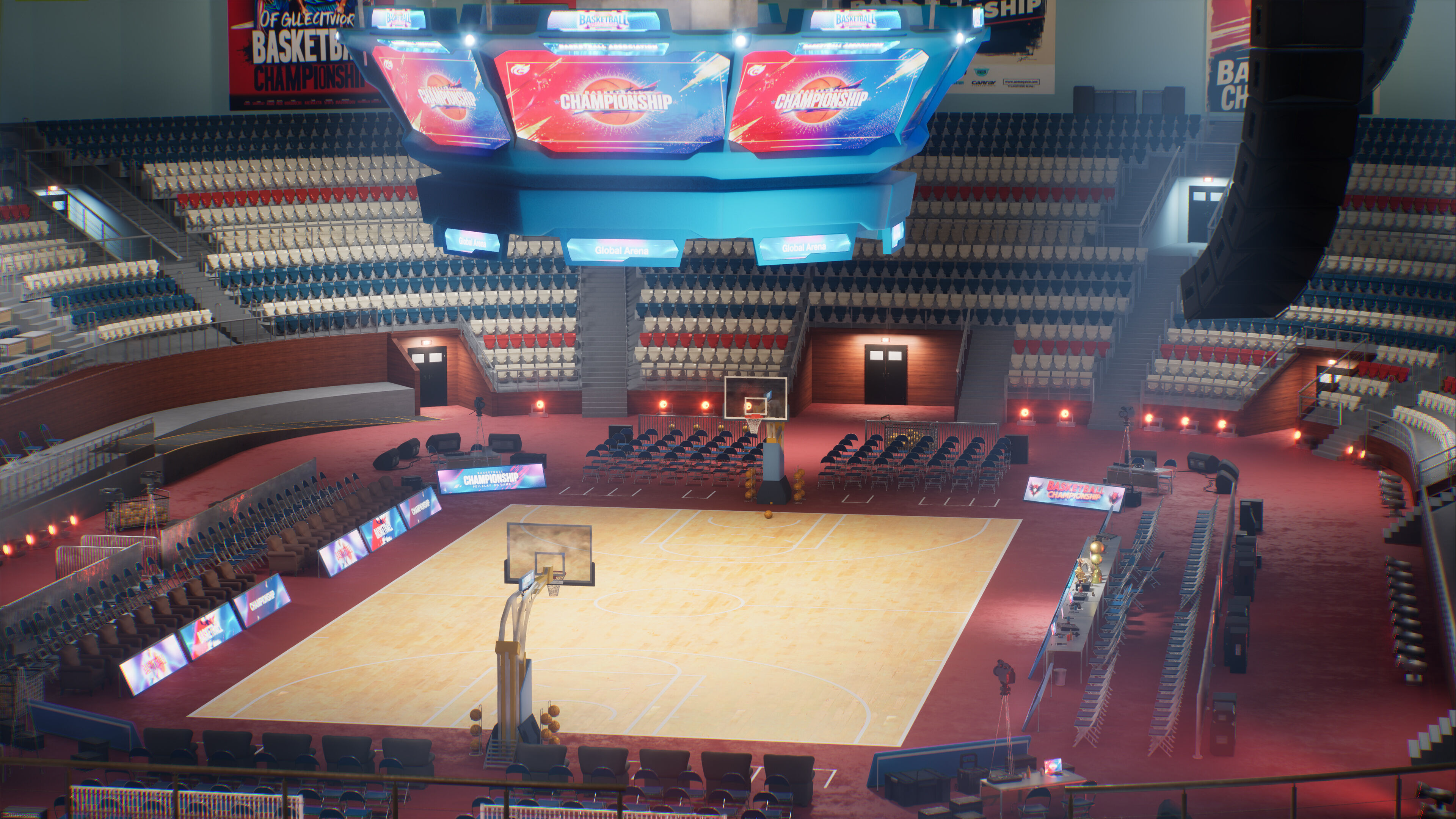 Basketball Arena Stadium Interior 3D model_36