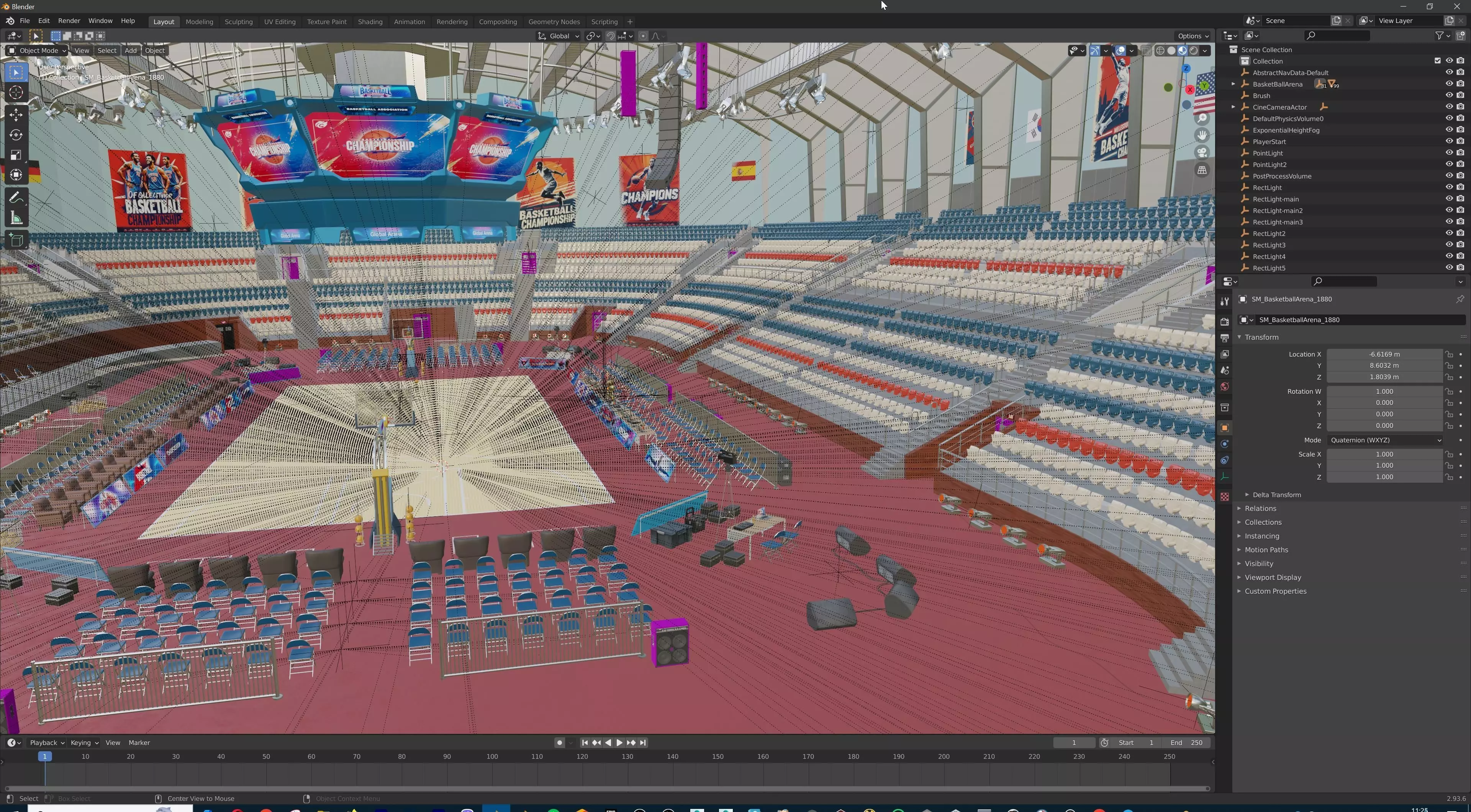 Basketball Arena Stadium Interior 3D model_58