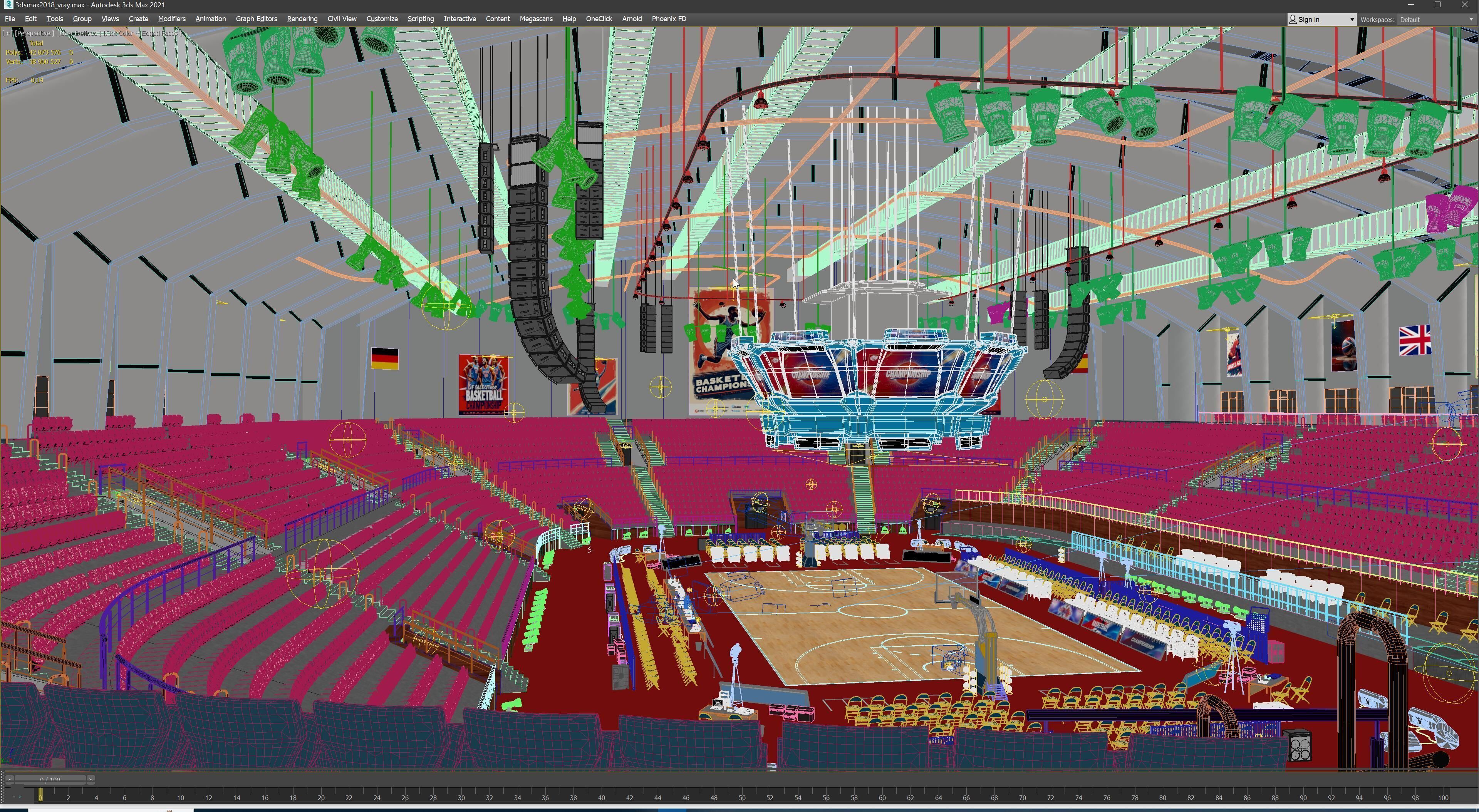 Basketball Arena Stadium Interior 3D model_38