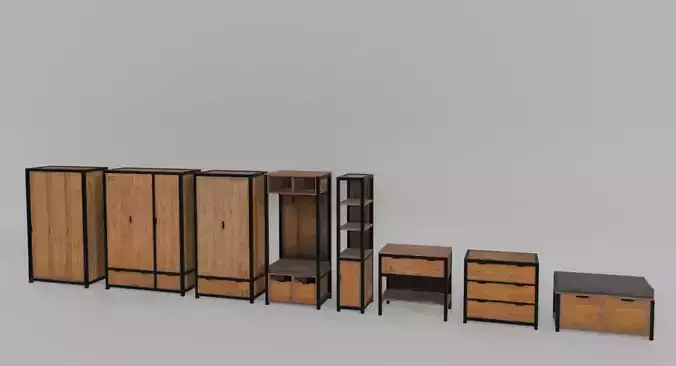 Set Mobili A01 Low-poly 3D model