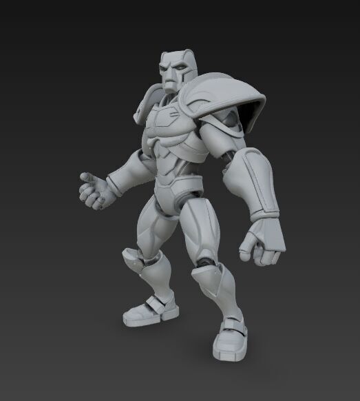 Retro Armored Robot Hero  80s SciFi Style 3D Model 3D print model_19