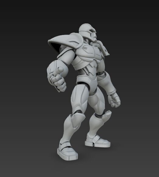 Retro Armored Robot Hero  80s SciFi Style 3D Model 3D print model_15